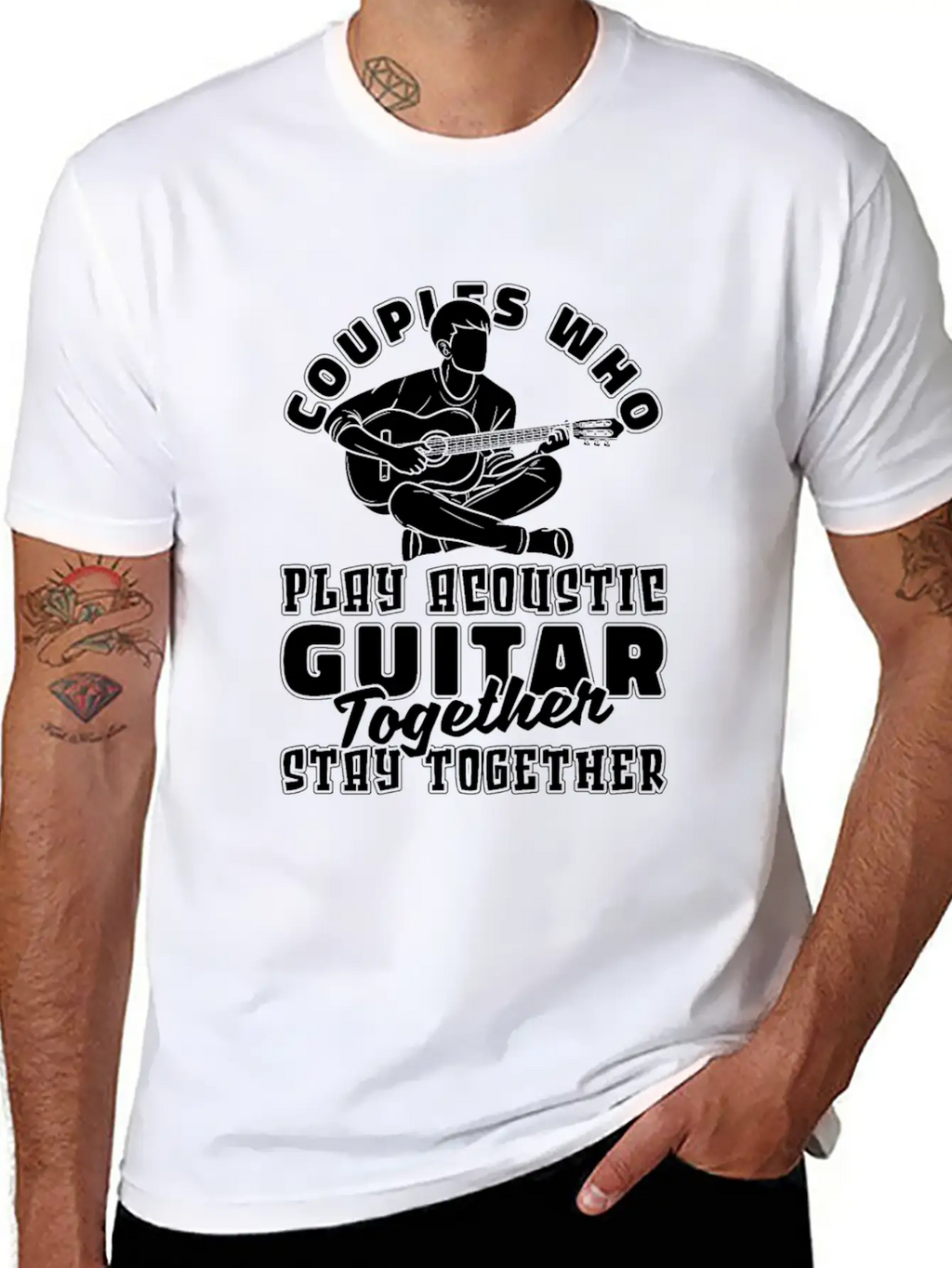 Acoustic Guitar Couple Classic Cotton Tee – Unisex Comfort For Any Season