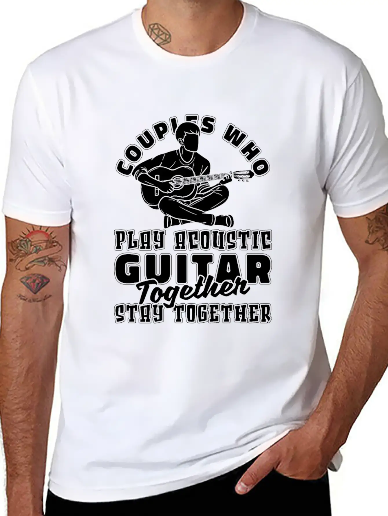 Acoustic Guitar Couple Classic Cotton Tee – Unisex Comfort For Any Season