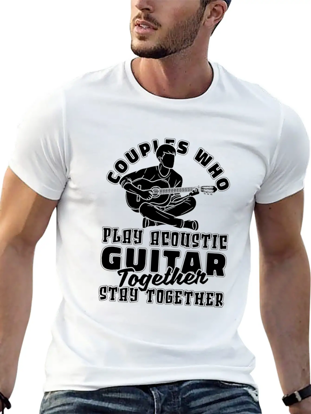 Acoustic Guitar Couple Classic Cotton Tee – Unisex Comfort For Any Season