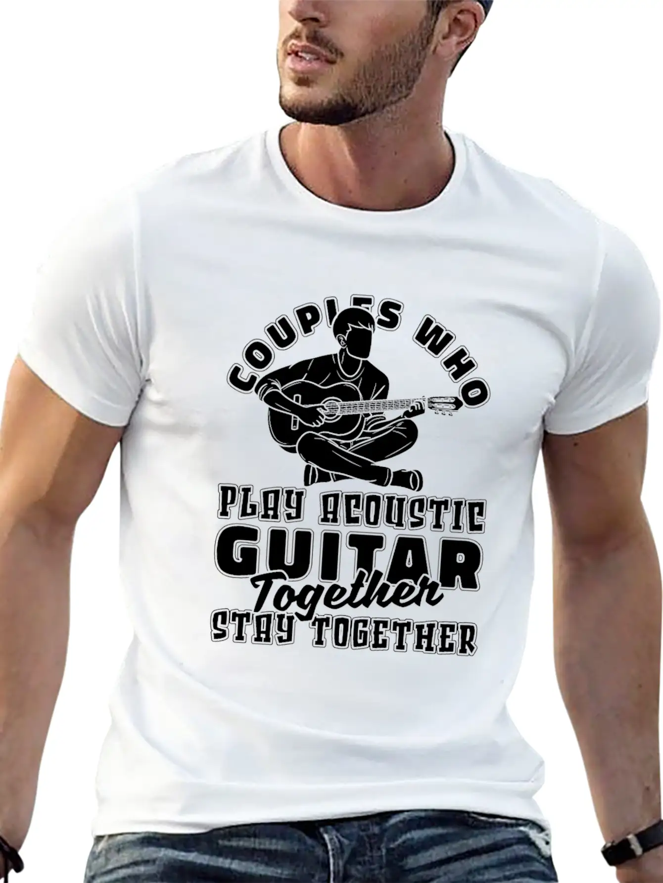 Acoustic Guitar Couple Classic Cotton Tee – Unisex Comfort For Any Season