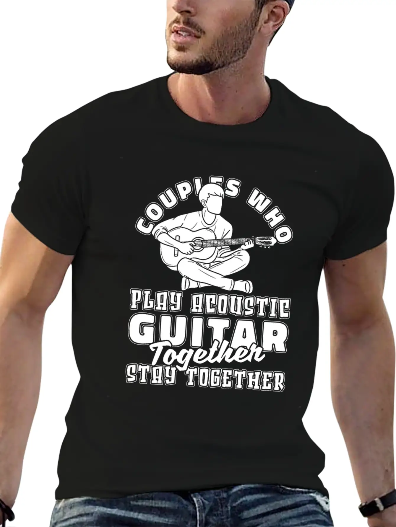 Acoustic Guitar Couple Classic Cotton Tee – Unisex Comfort For Any Season