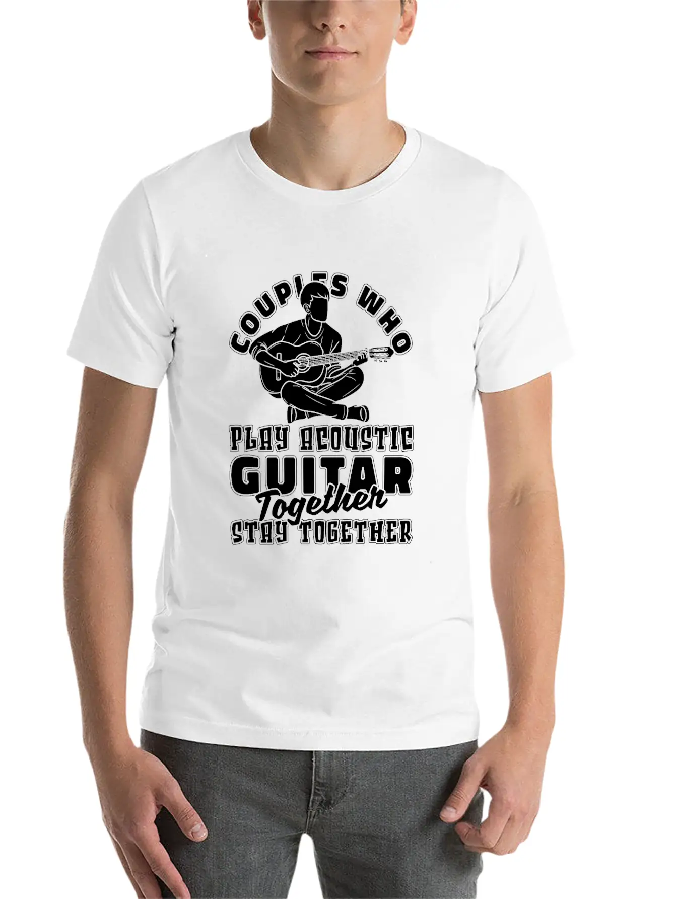 Acoustic Guitar Couple Classic Cotton Tee – Unisex Comfort For Any Season