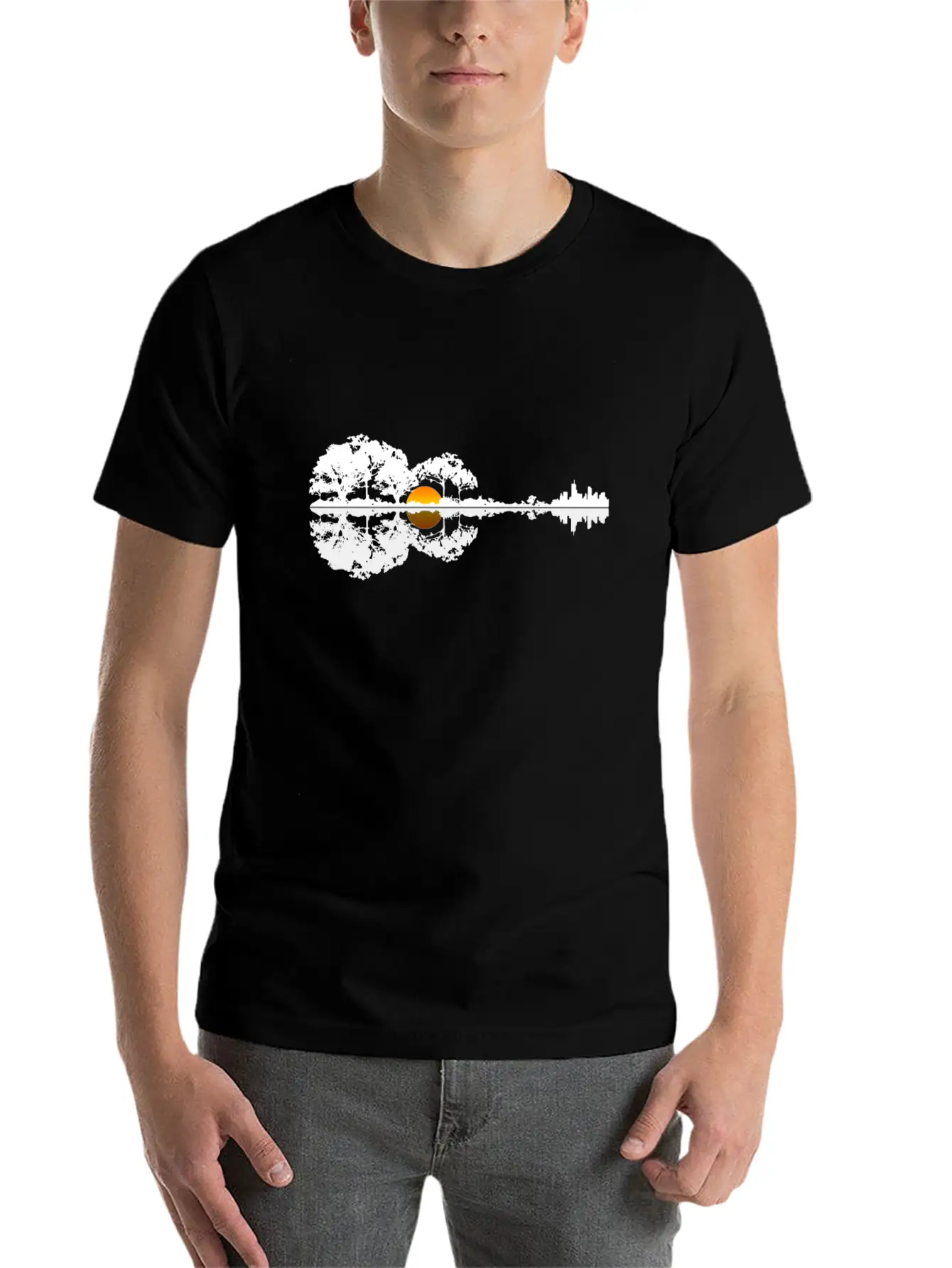 Acoustic Guitar Lake Music Musician Gift Relaxed Everyday Tee – Lightweight And Durable Cotton