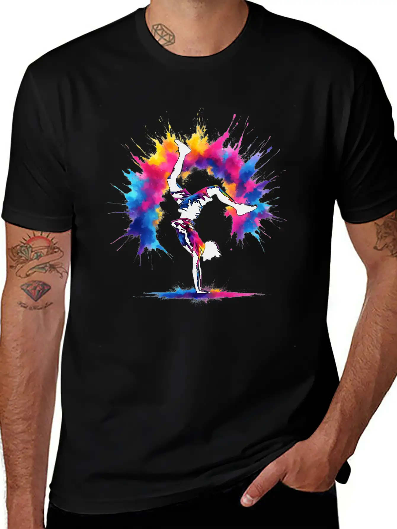 Acrobatics Cart Wheel Colorful Men Sport Breathable Soft Cotton T-Shirt – Timeless Casual Look