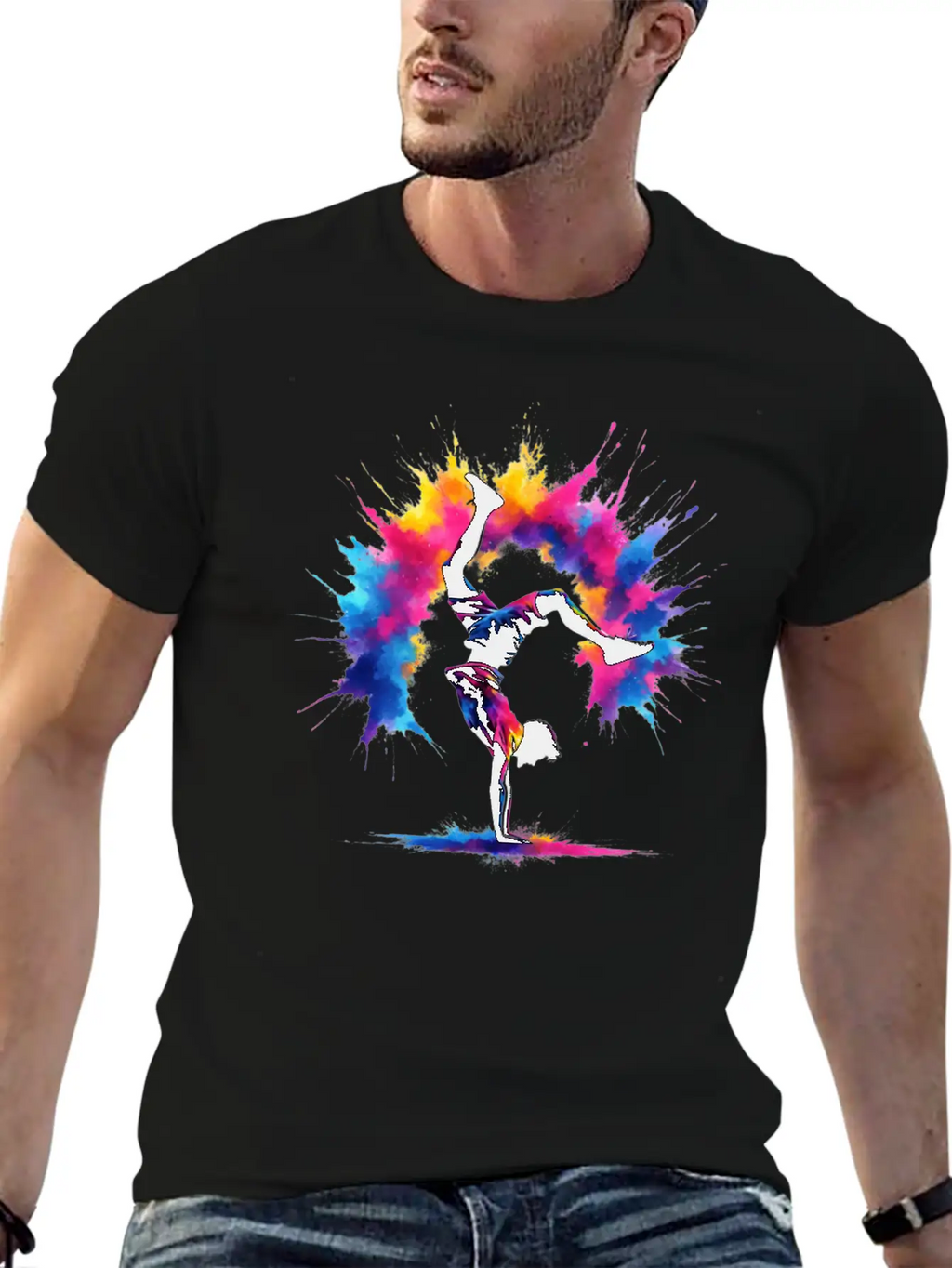 Acrobatics Cart Wheel Colorful Men Sport Breathable Soft Cotton T-Shirt – Timeless Casual Look