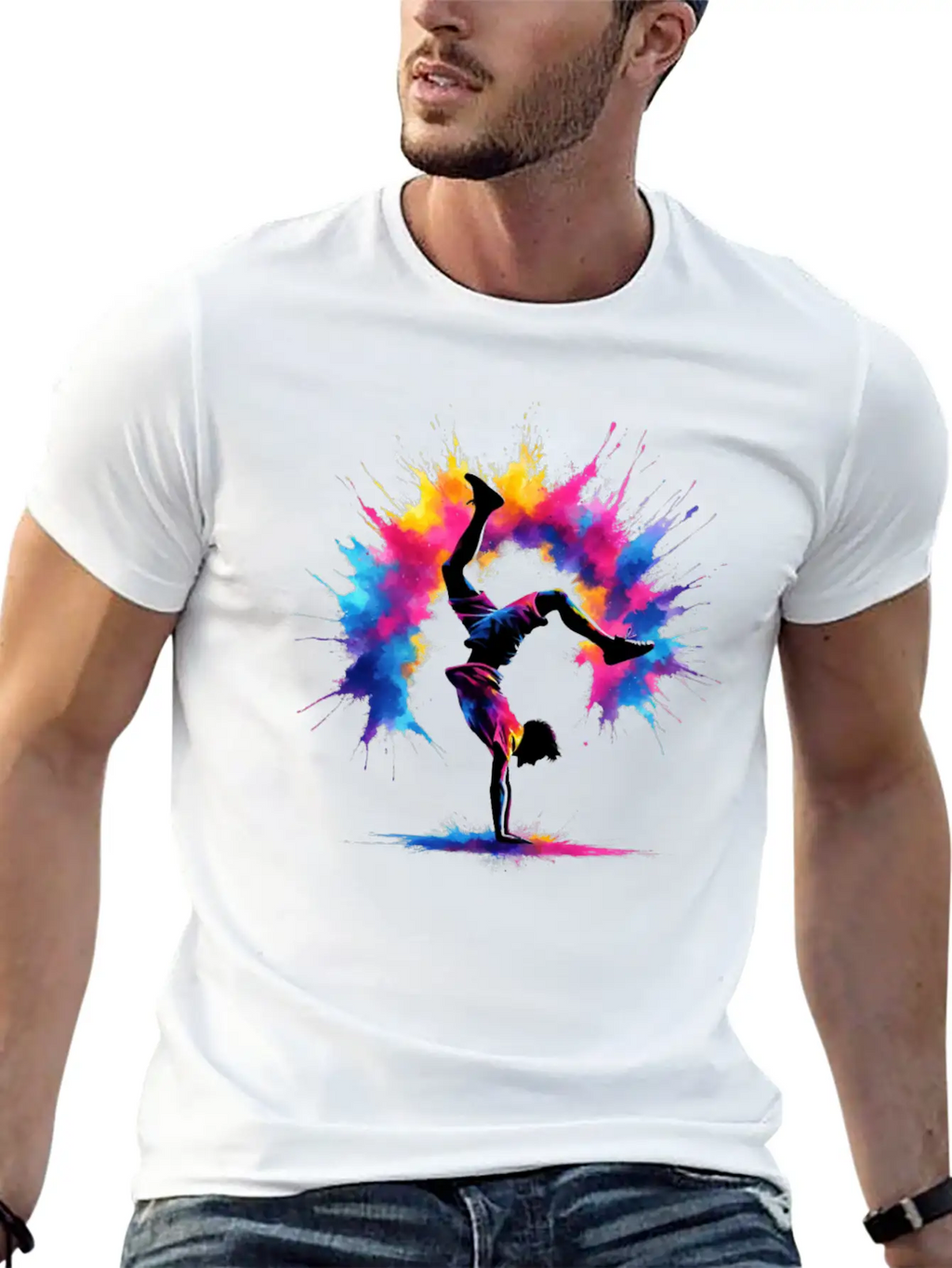 Acrobatics Cart Wheel Colorful Men Sport Breathable Soft Cotton T-Shirt – Timeless Casual Look