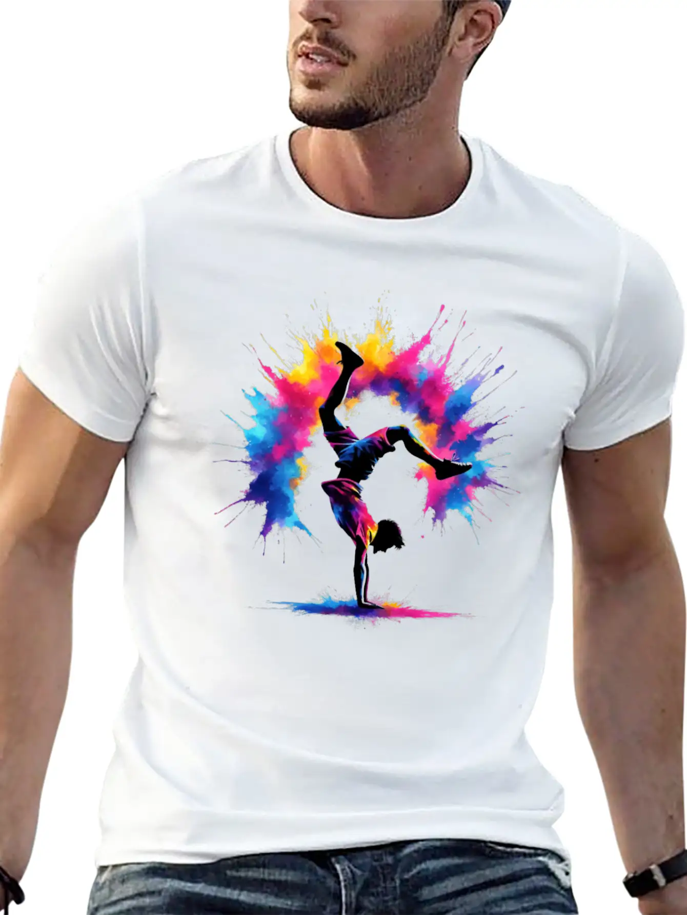 Acrobatics Cart Wheel Colorful Men Sport Breathable Soft Cotton T-Shirt – Timeless Casual Look