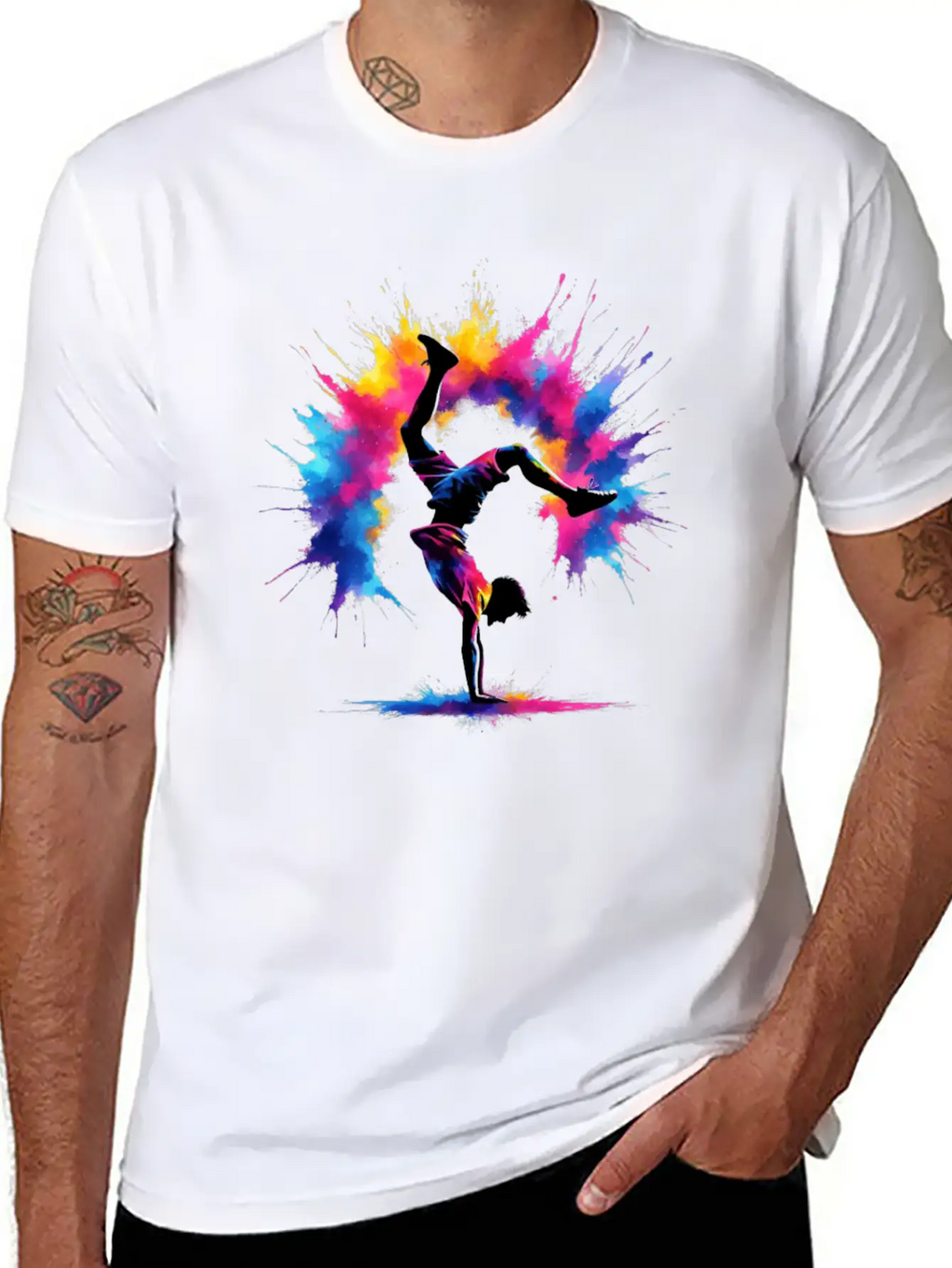 Acrobatics Cart Wheel Colorful Men Sport Breathable Soft Cotton T-Shirt – Timeless Casual Look