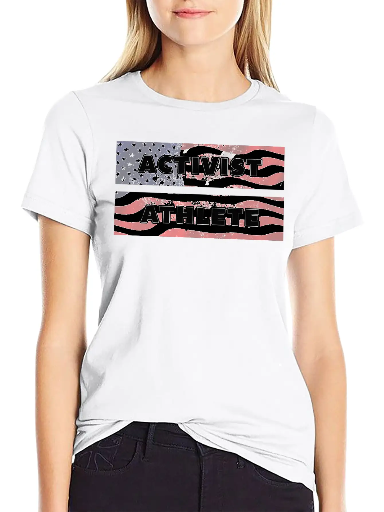 ACTIVIST ATHLETE With US Flag American Modern Fit Casual T-Shirt – Clean And Versatile Design