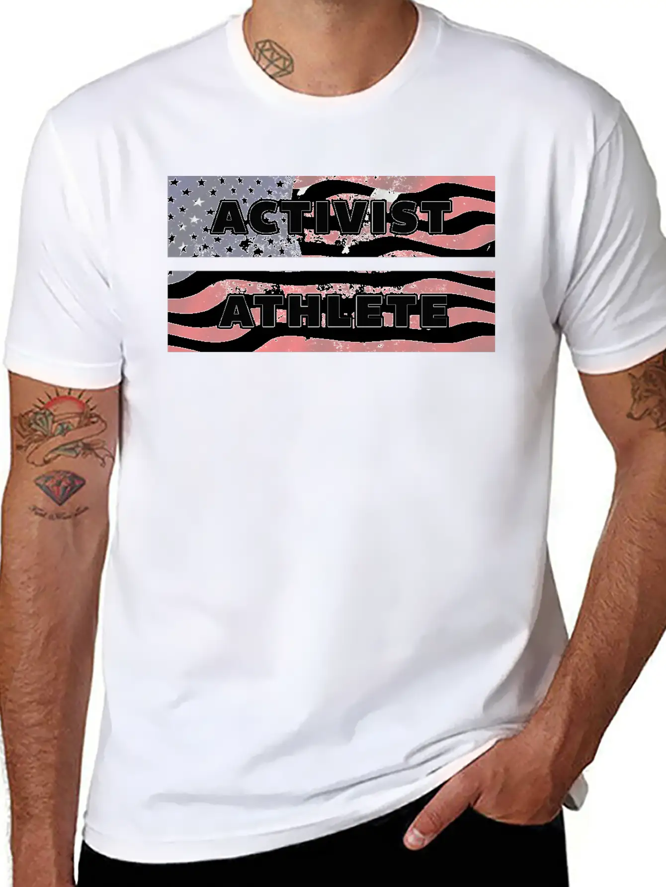 ACTIVIST ATHLETE With US Flag American Modern Fit Casual T-Shirt – Clean And Versatile Design