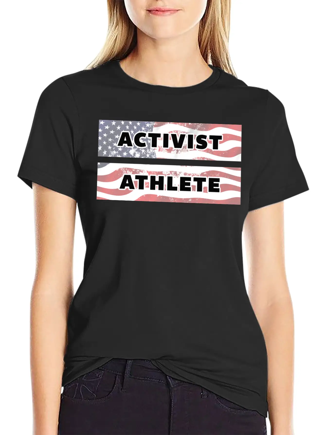 ACTIVIST ATHLETE With US Flag American Modern Fit Casual T-Shirt – Clean And Versatile Design
