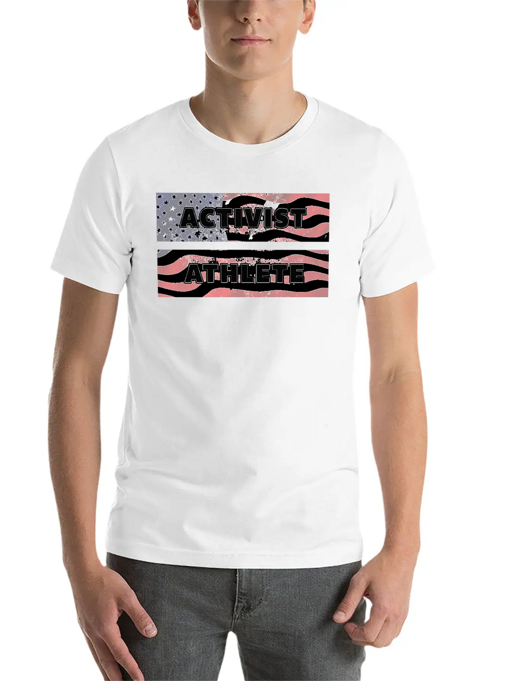 ACTIVIST ATHLETE With US Flag American Modern Fit Casual T-Shirt – Clean And Versatile Design