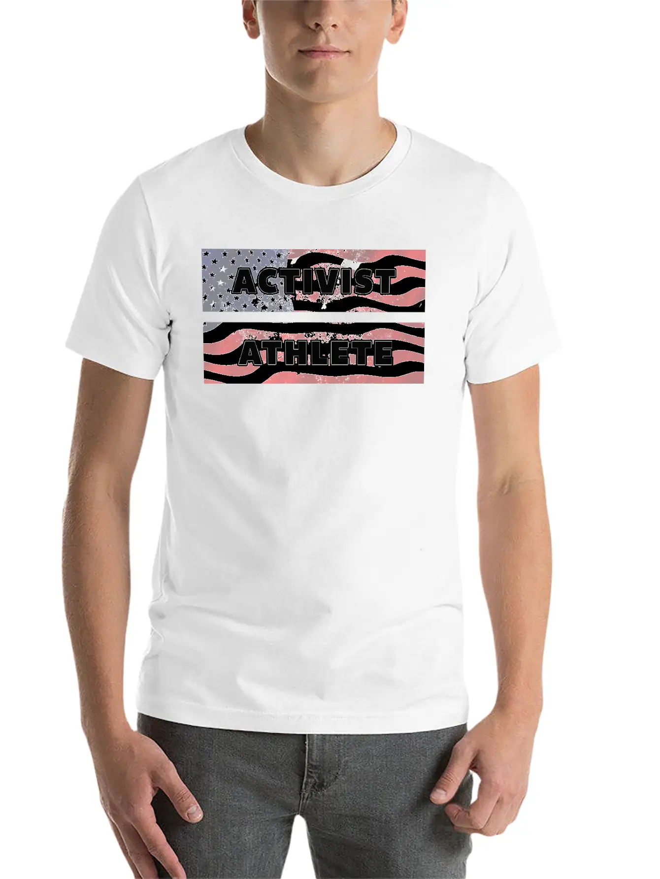 ACTIVIST ATHLETE With US Flag American Modern Fit Casual T-Shirt – Clean And Versatile Design