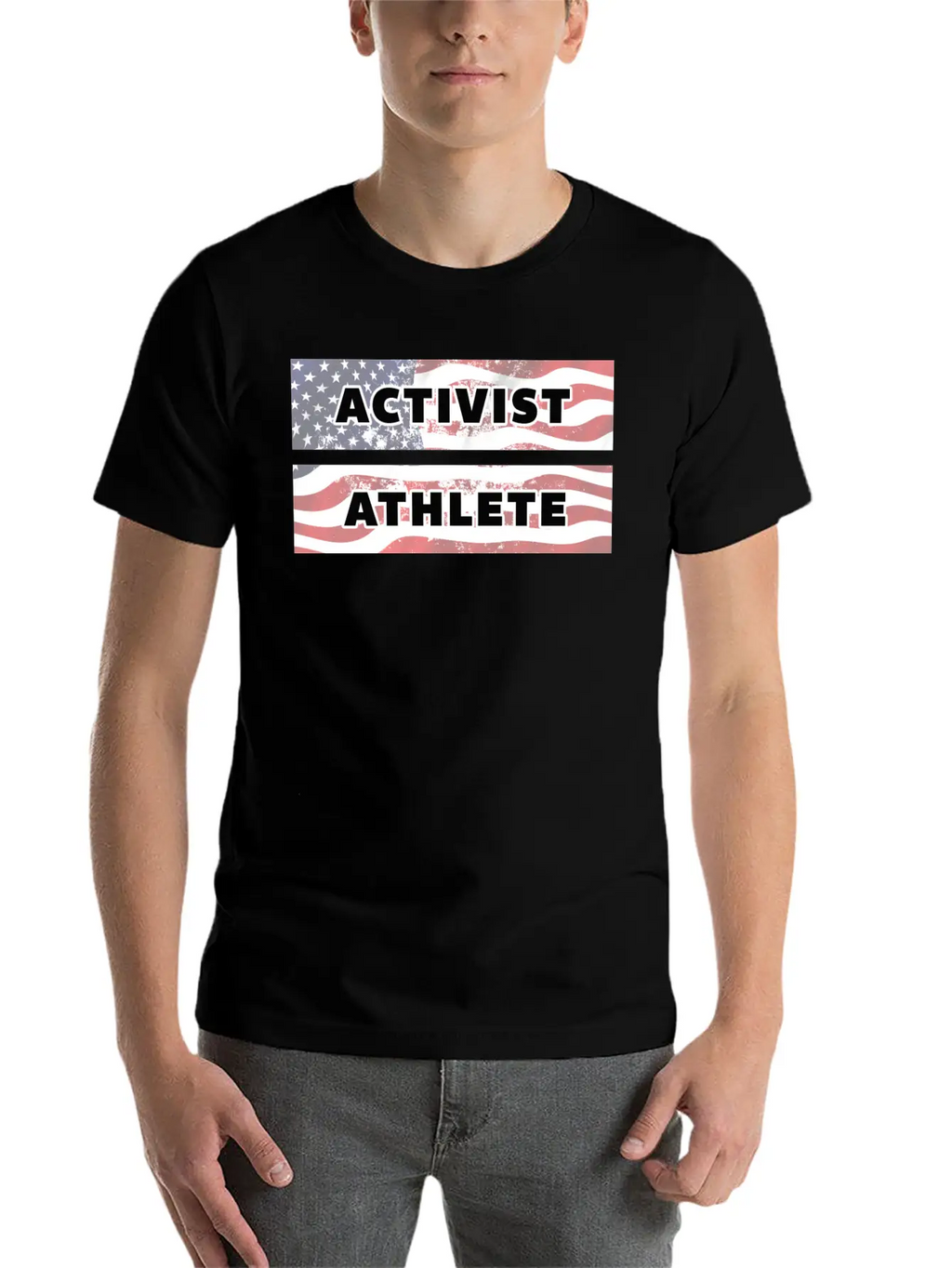 ACTIVIST ATHLETE With US Flag American Modern Fit Casual T-Shirt – Clean And Versatile Design