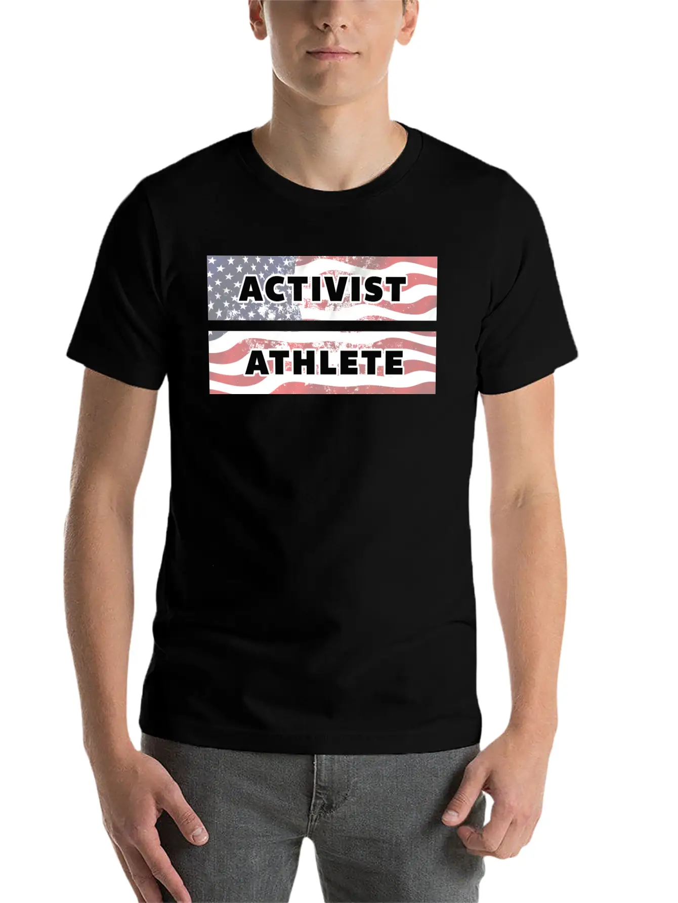 ACTIVIST ATHLETE With US Flag American Modern Fit Casual T-Shirt – Clean And Versatile Design