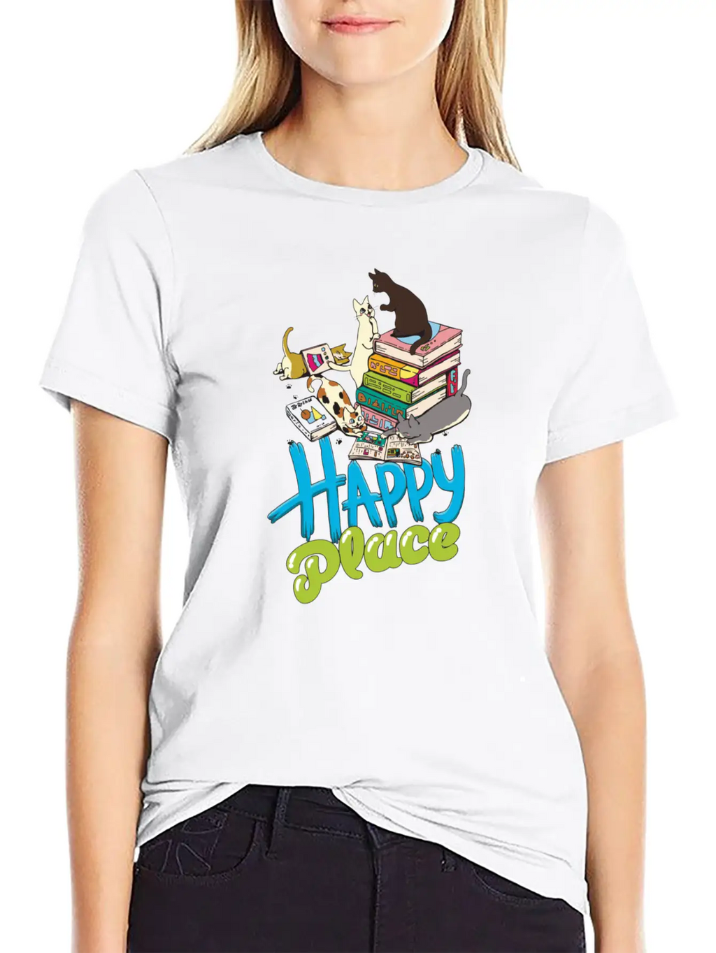 Adorable Book Lover Cat Art Classic Cotton Tee – Unisex Comfort For Any Season