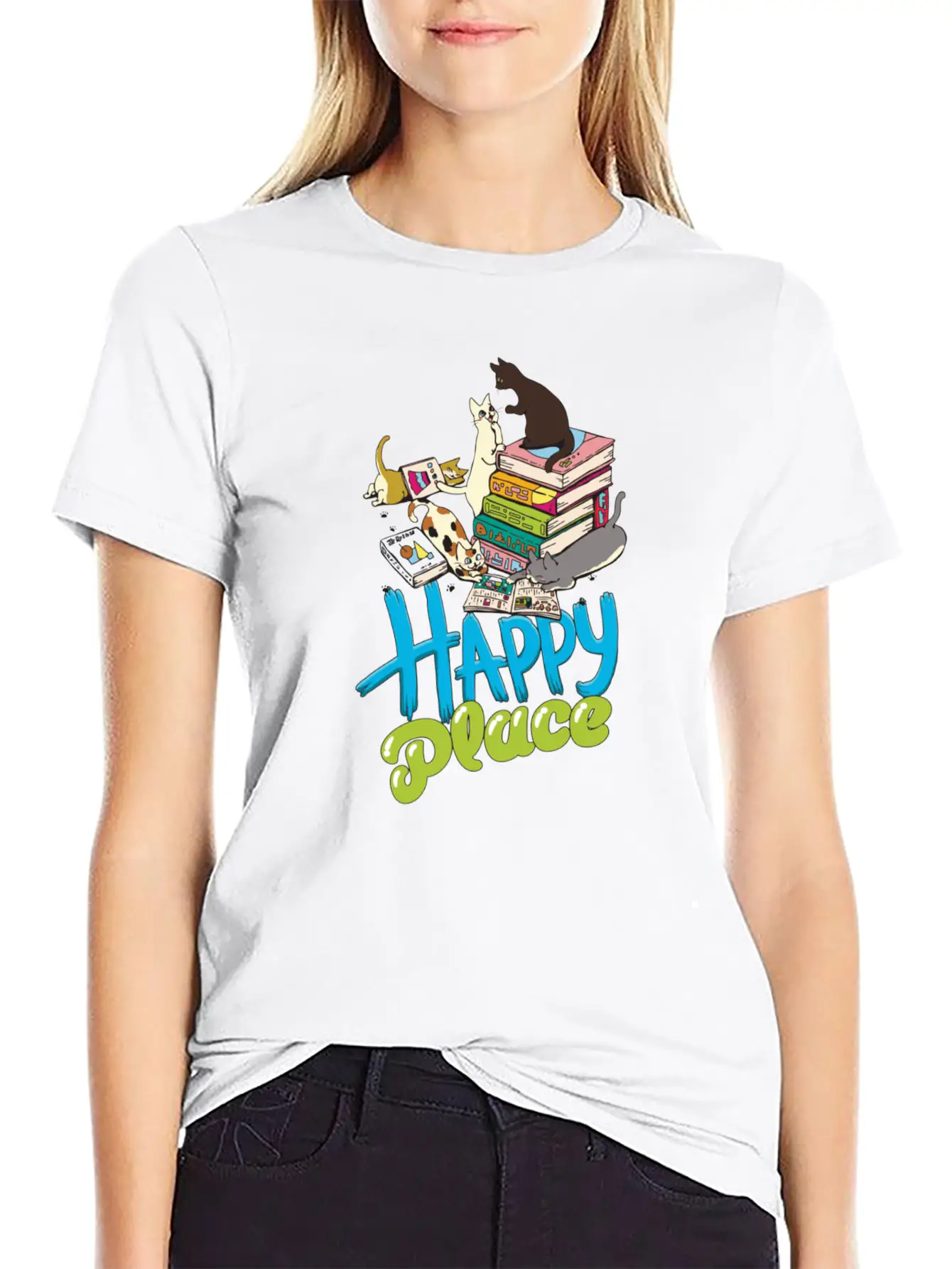 Adorable Book Lover Cat Art Classic Cotton Tee – Unisex Comfort For Any Season