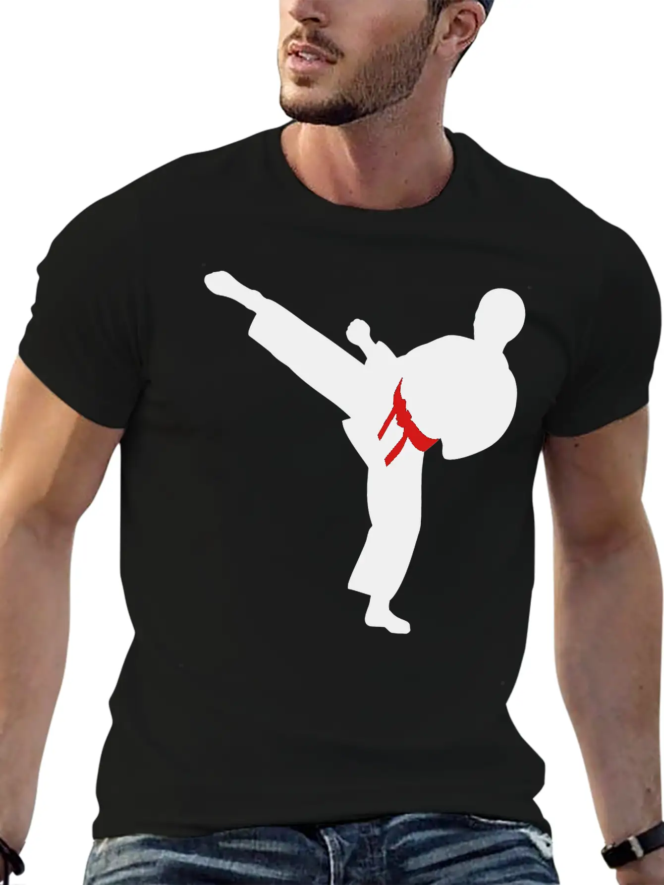Adult Brown Cap With Silver Figure And Blu Belt Timeless Short Sleeve Tee – Comfy And Minimalist Design