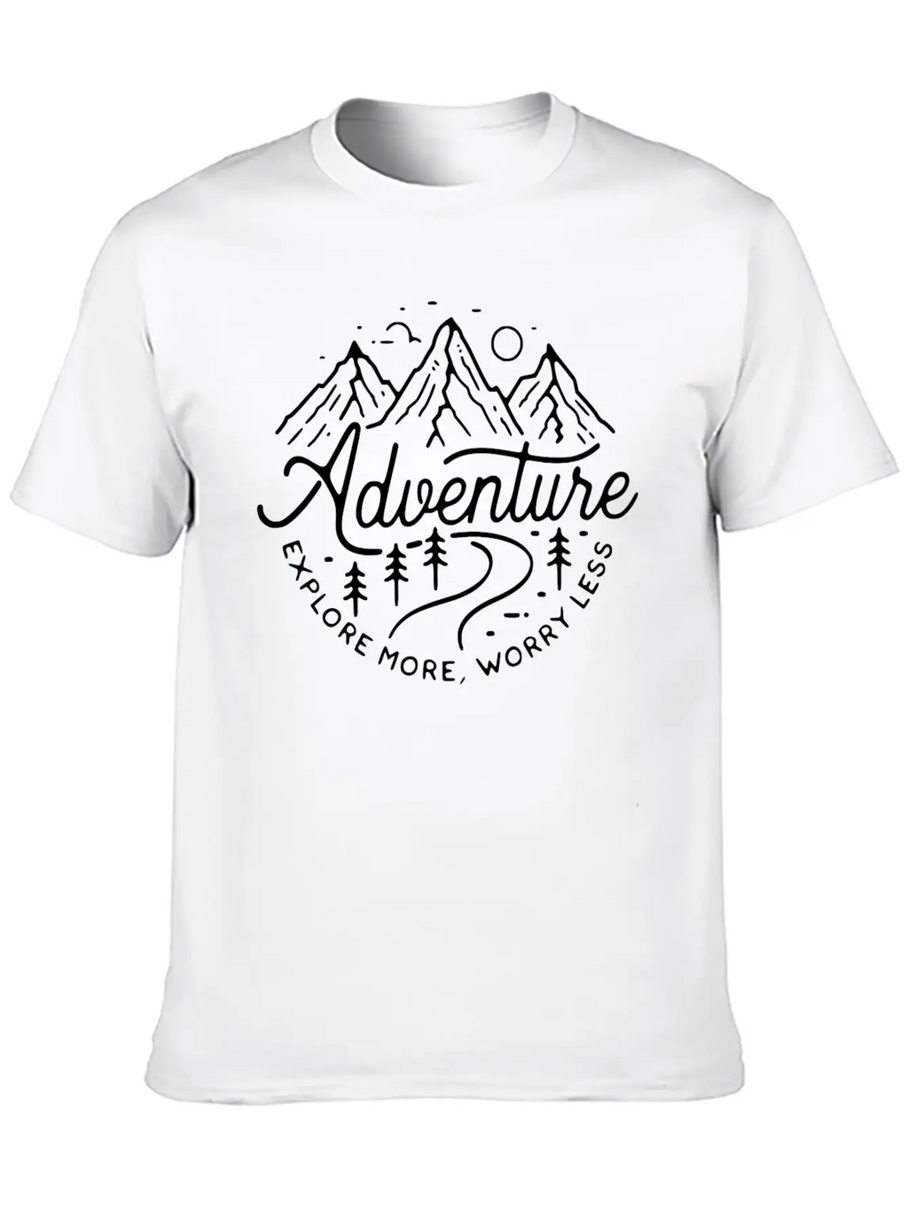 Adventure Explore More, Worry Less Minimal Design Breathable Graphic T-Shirt – Perfect For Casual Days