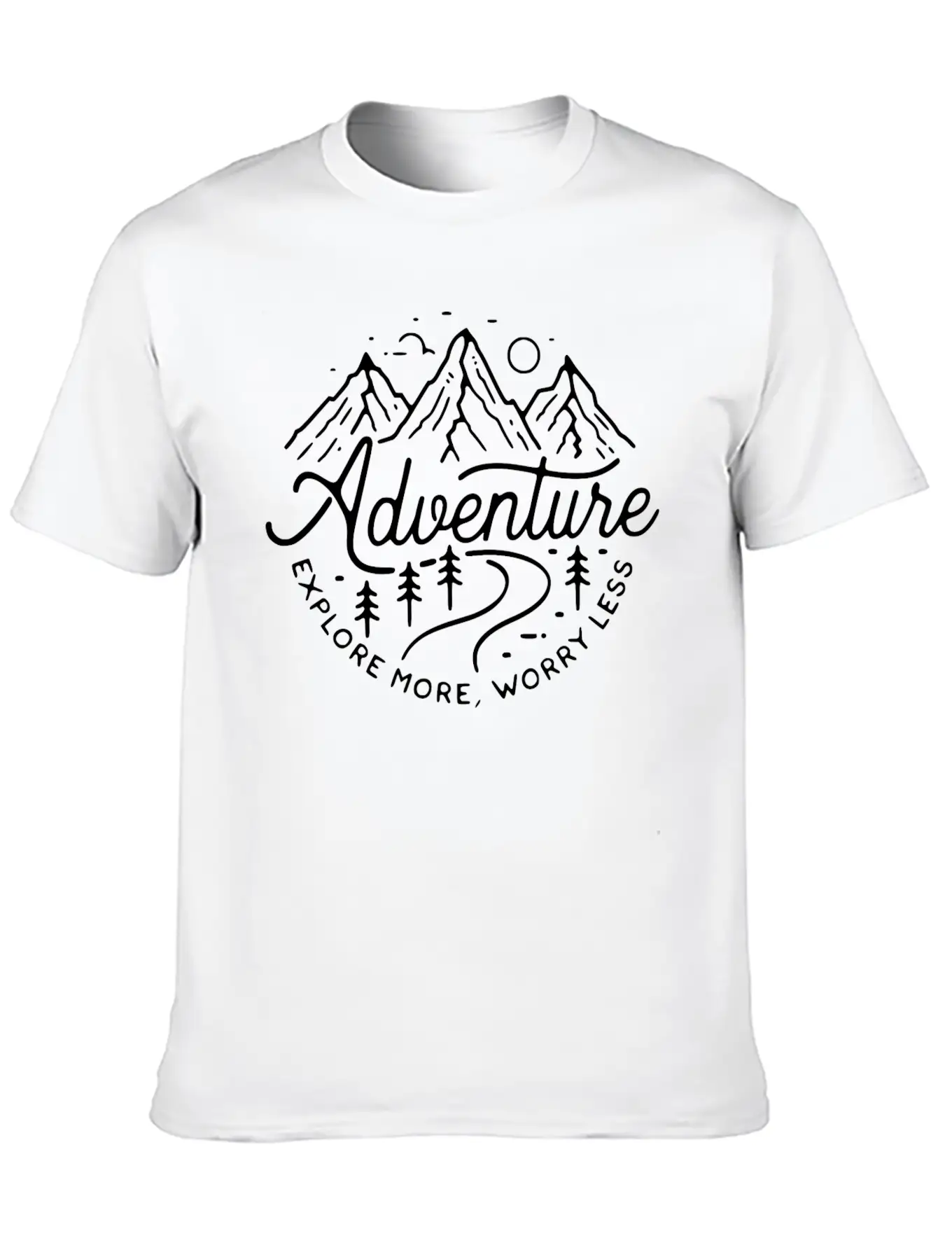 Adventure Explore More, Worry Less Minimal Design Breathable Graphic T-Shirt – Perfect For Casual Days