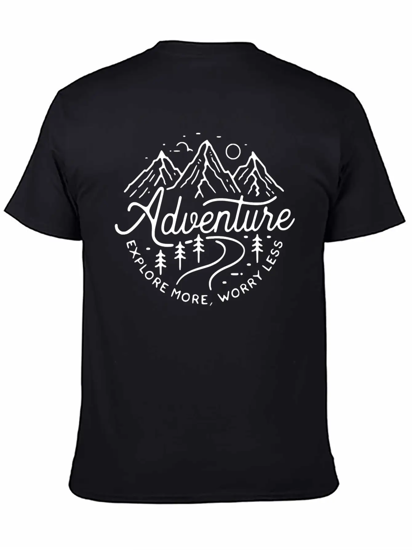 Adventure Explore More, Worry Less Minimal Design Breathable Graphic T-Shirt – Perfect For Casual Days