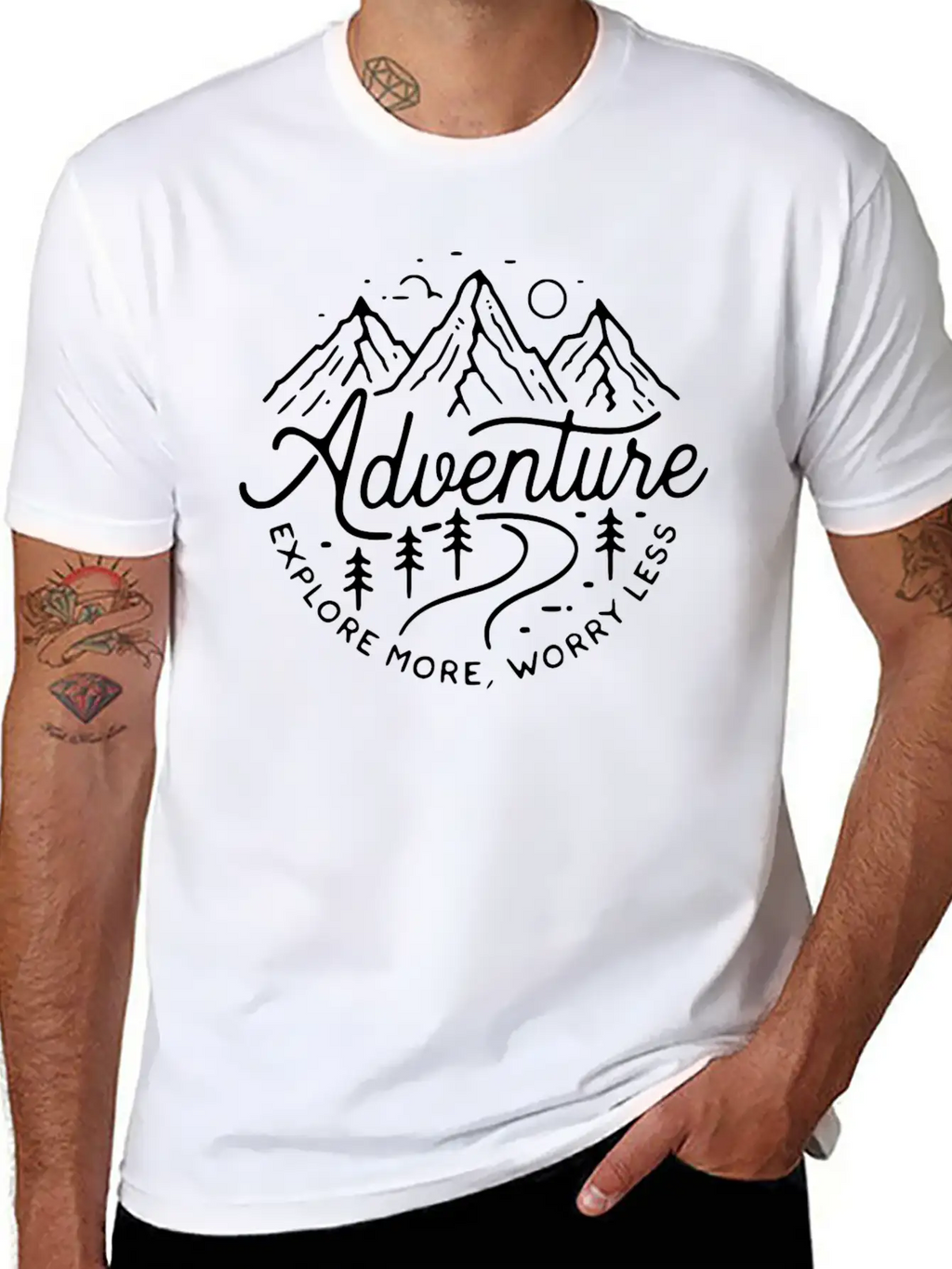Adventure Explore More, Worry Less Minimal Design Breathable Graphic T-Shirt – Perfect For Casual Days