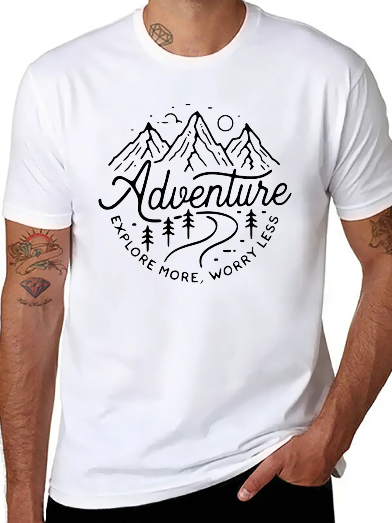Adventure Explore More, Worry Less Minimal Design Breathable Graphic T-Shirt – Perfect For Casual Days