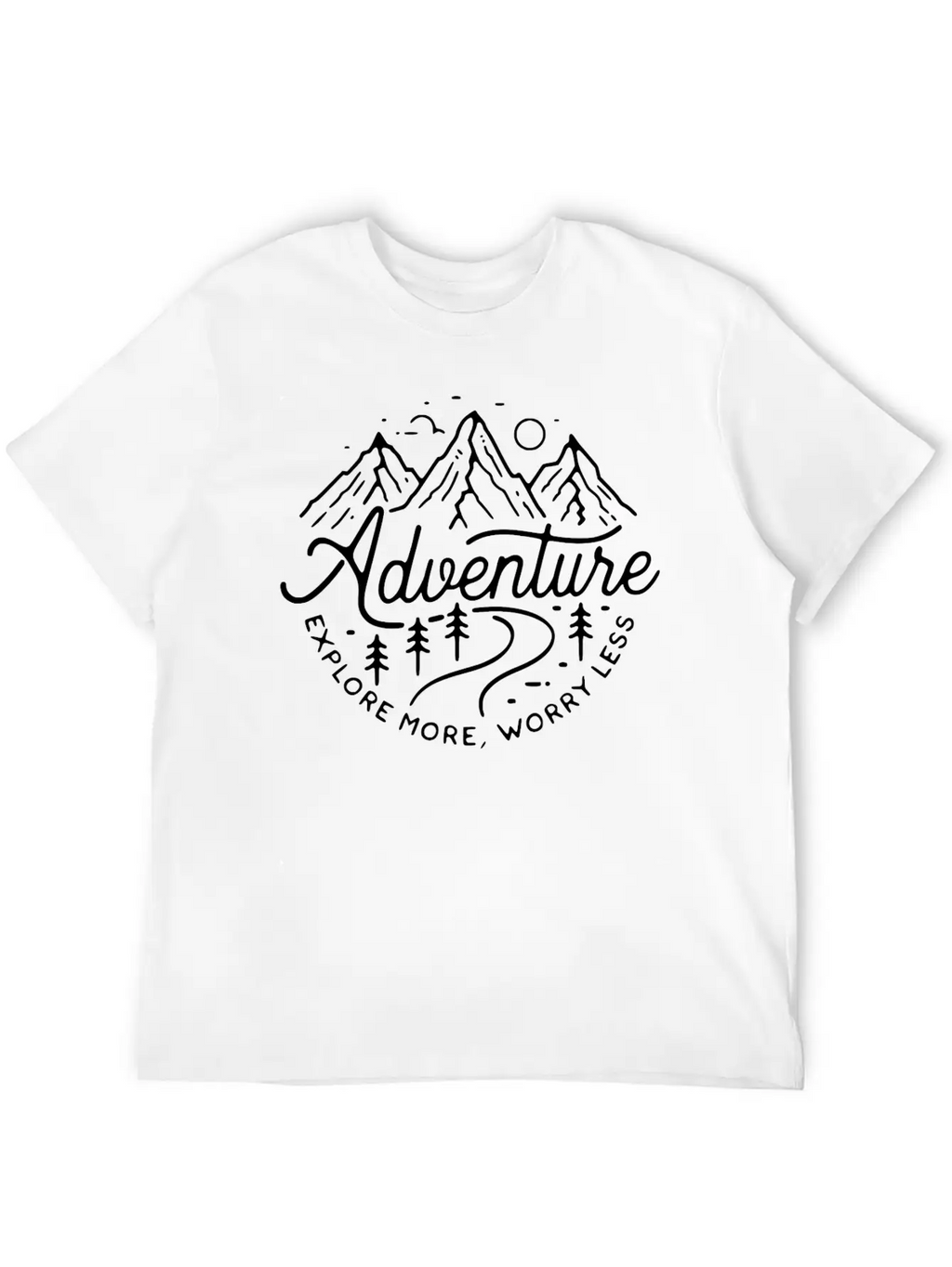 Adventure Explore More, Worry Less Minimal Design Breathable Graphic T-Shirt – Perfect For Casual Days
