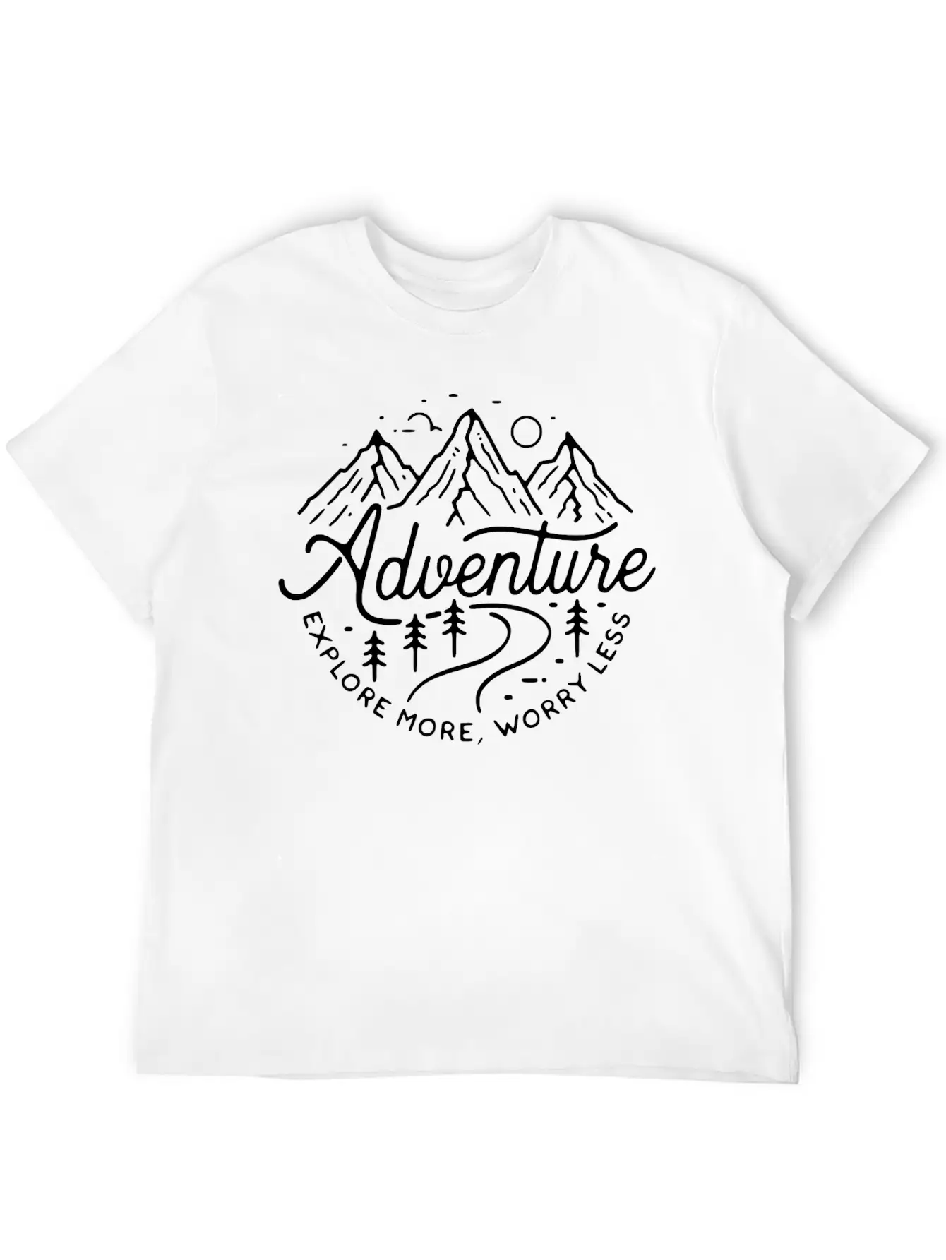 Adventure Explore More, Worry Less Minimal Design Breathable Graphic T-Shirt – Perfect For Casual Days