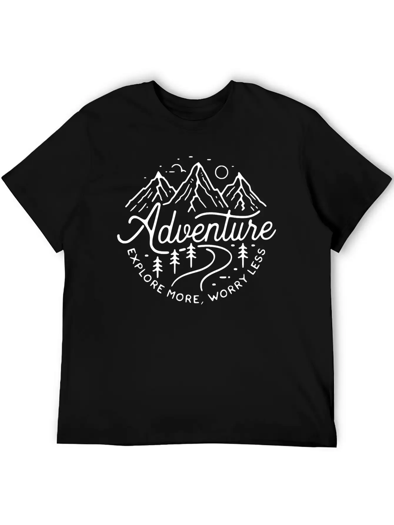 Adventure Explore More, Worry Less Minimal Design Breathable Graphic T-Shirt – Perfect For Casual Days