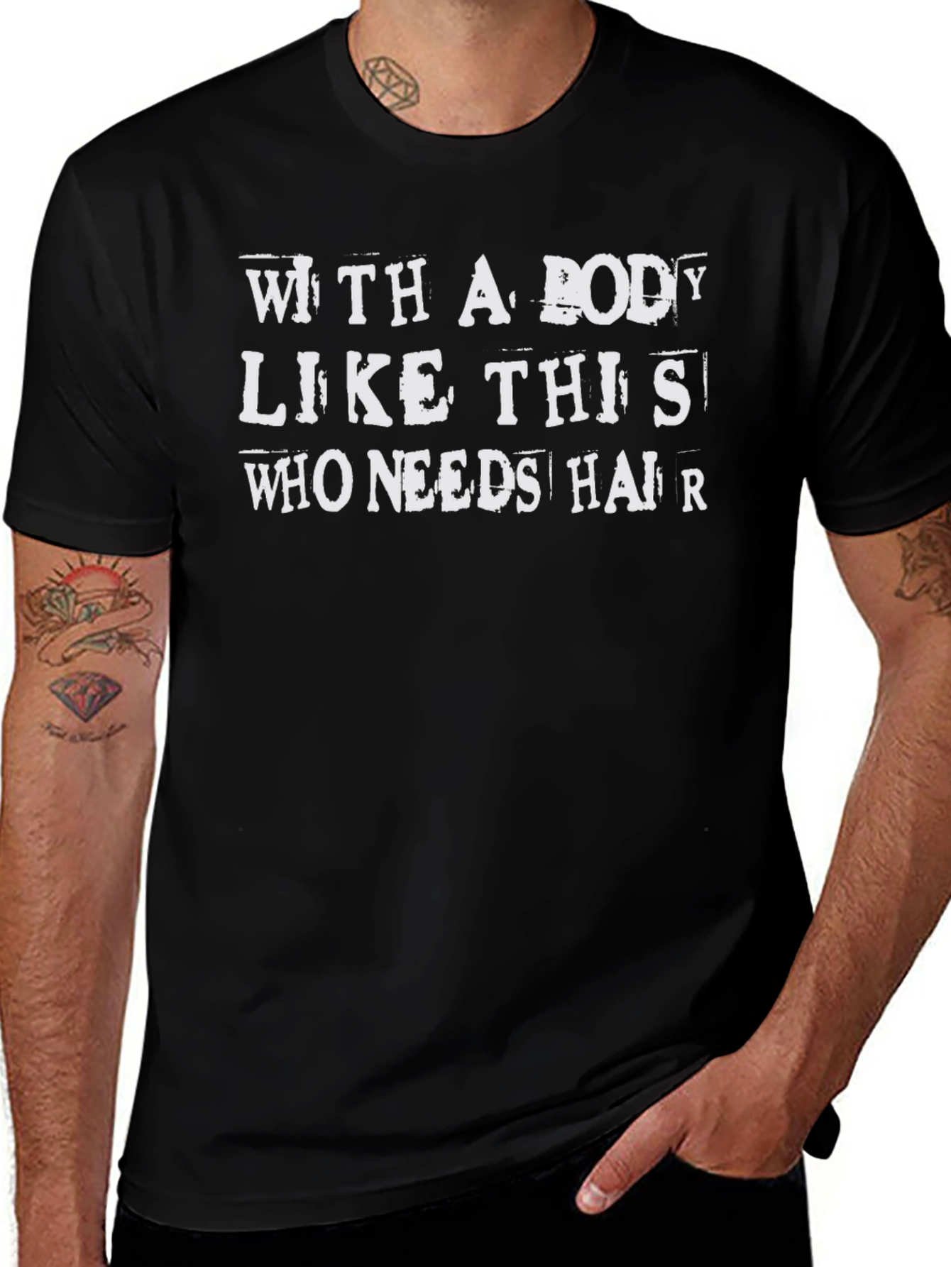 Funny Baldness Graphic Tee - With A Body Like This T-Shirt