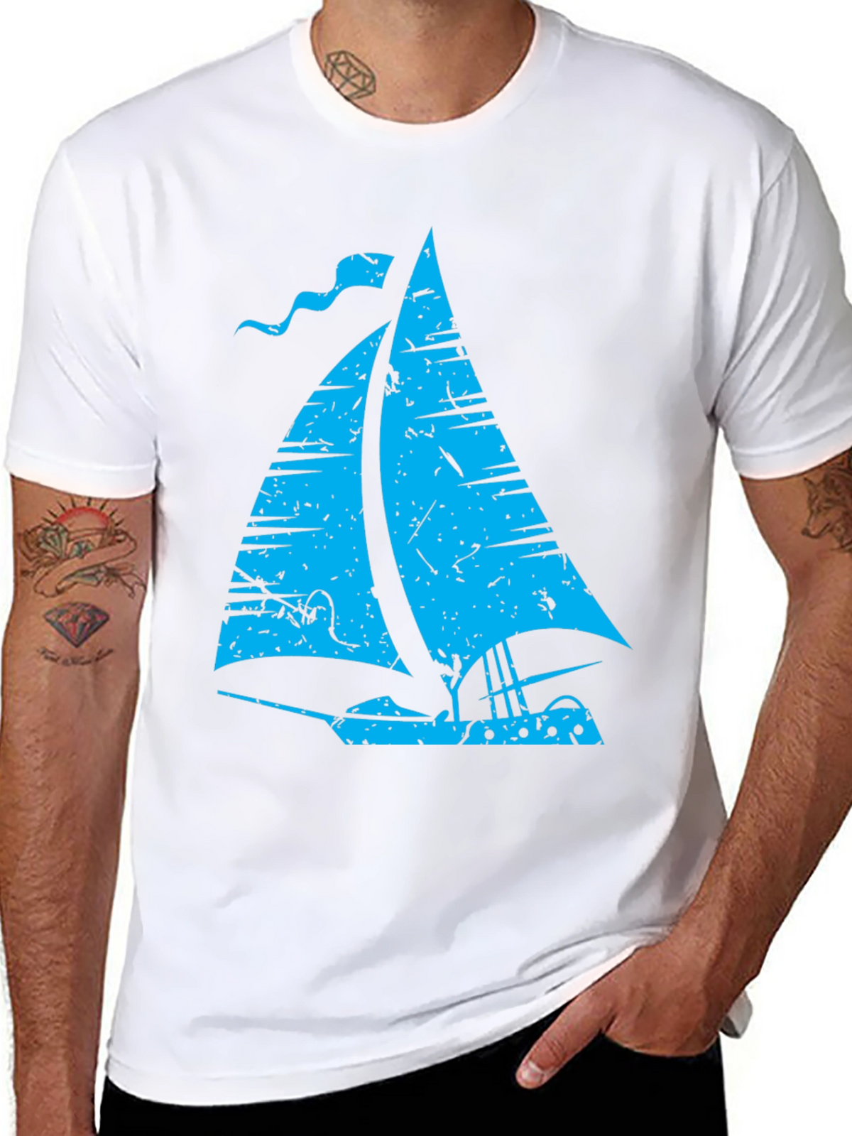 Vintage Sailboat Graphic T-Shirt - Black
