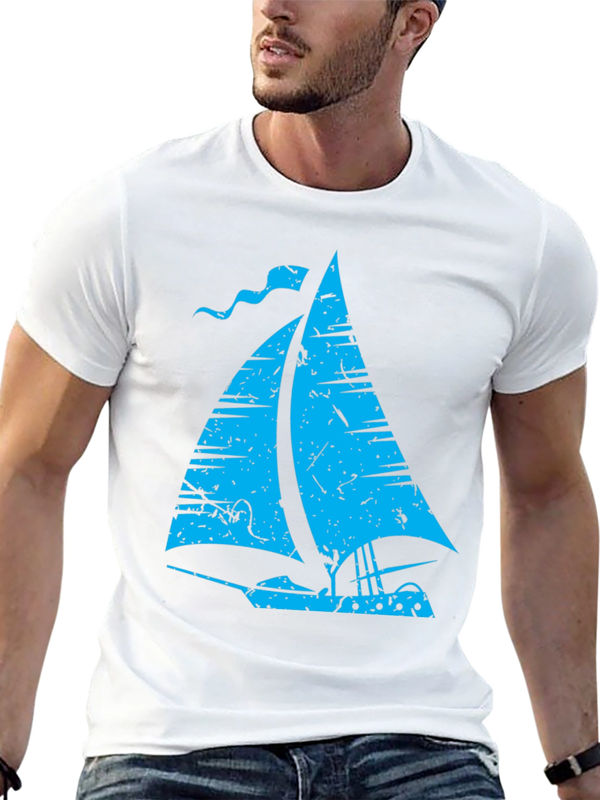 Vintage Sailboat Graphic T-Shirt - Black