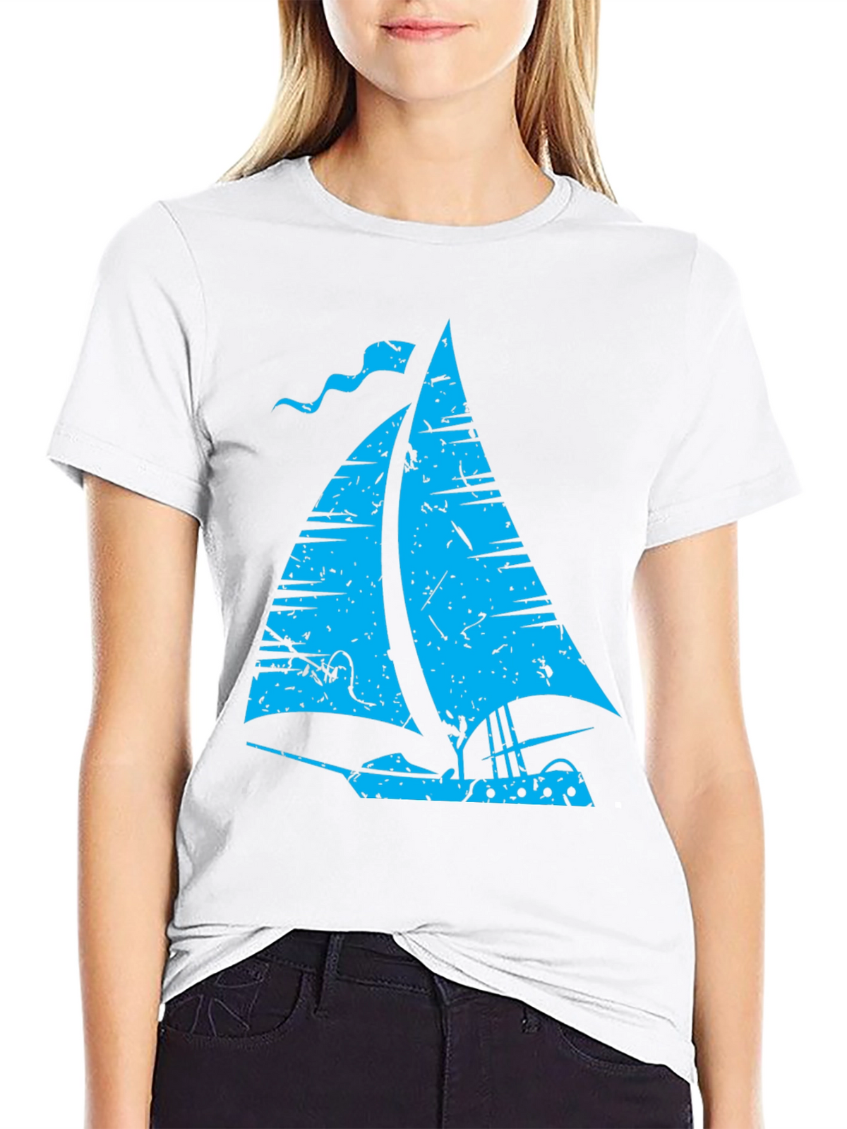 Vintage Sailboat Graphic T-Shirt - Black