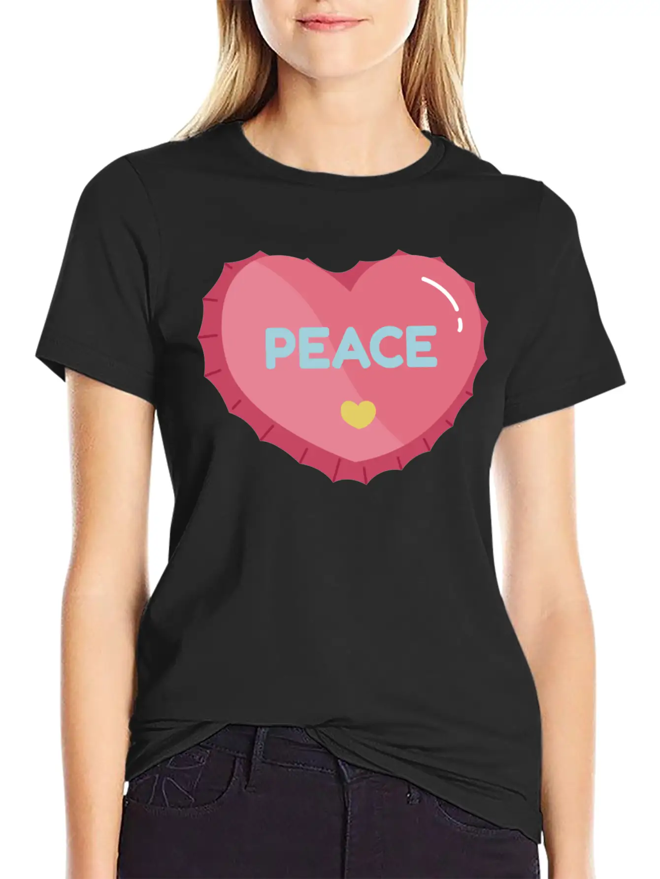 Aesthetic Heart Bottle Cap Breathable Graphic T-Shirt – Perfect For Casual Days