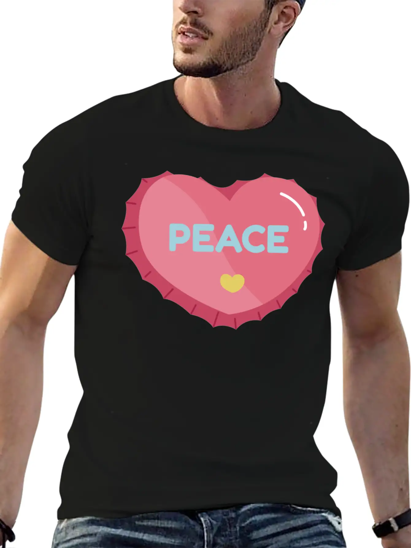 Aesthetic Heart Bottle Cap Breathable Graphic T-Shirt – Perfect For Casual Days
