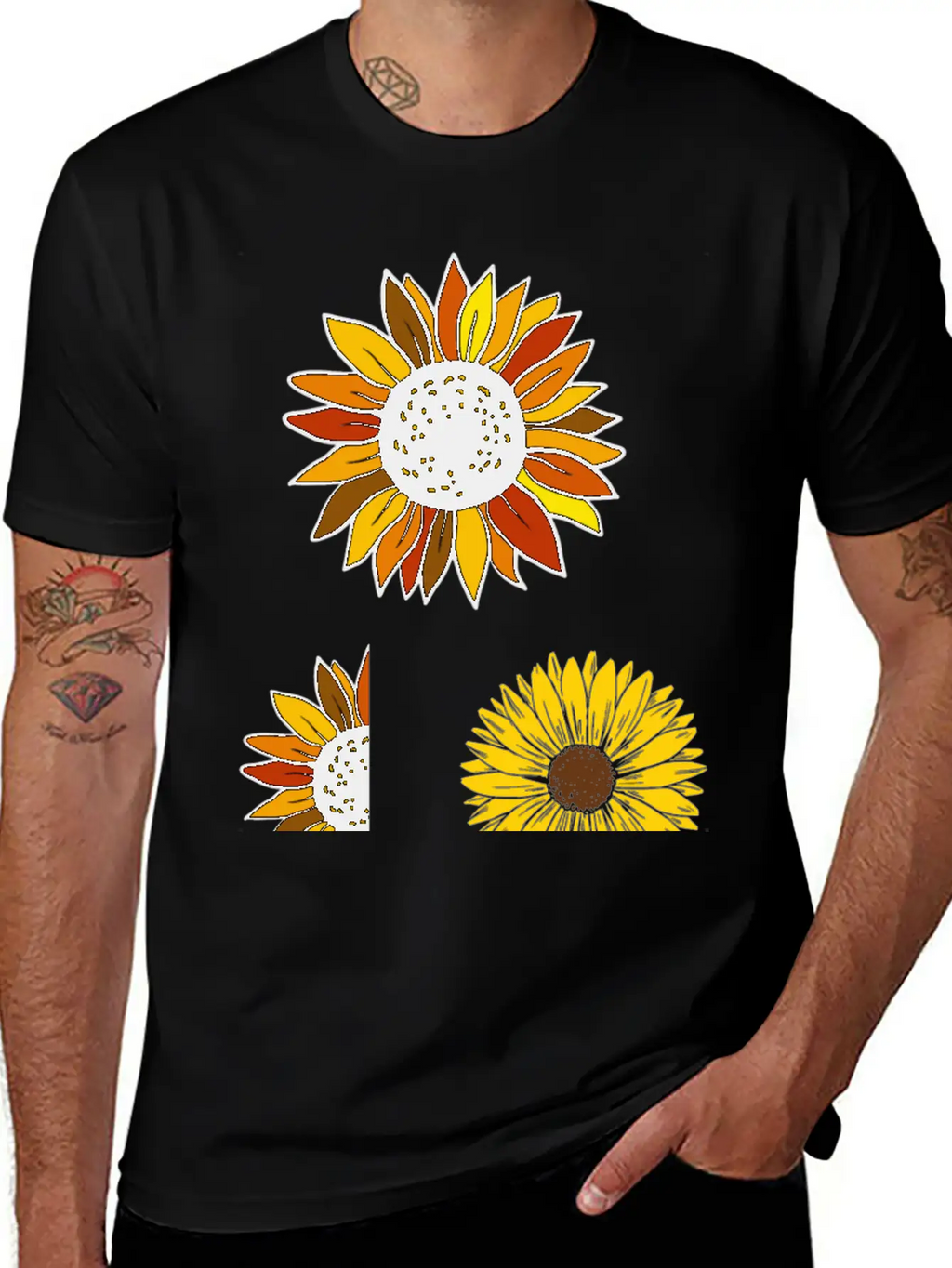 Aesthetic Sunflower Basic Graphic T-Shirt – Daily Comfort In Soft Cotton
