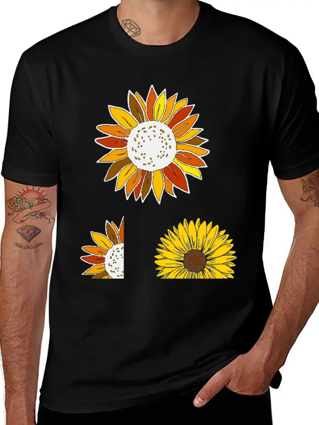 Aesthetic Sunflower Basic Graphic T-Shirt – Daily Comfort In Soft Cotton