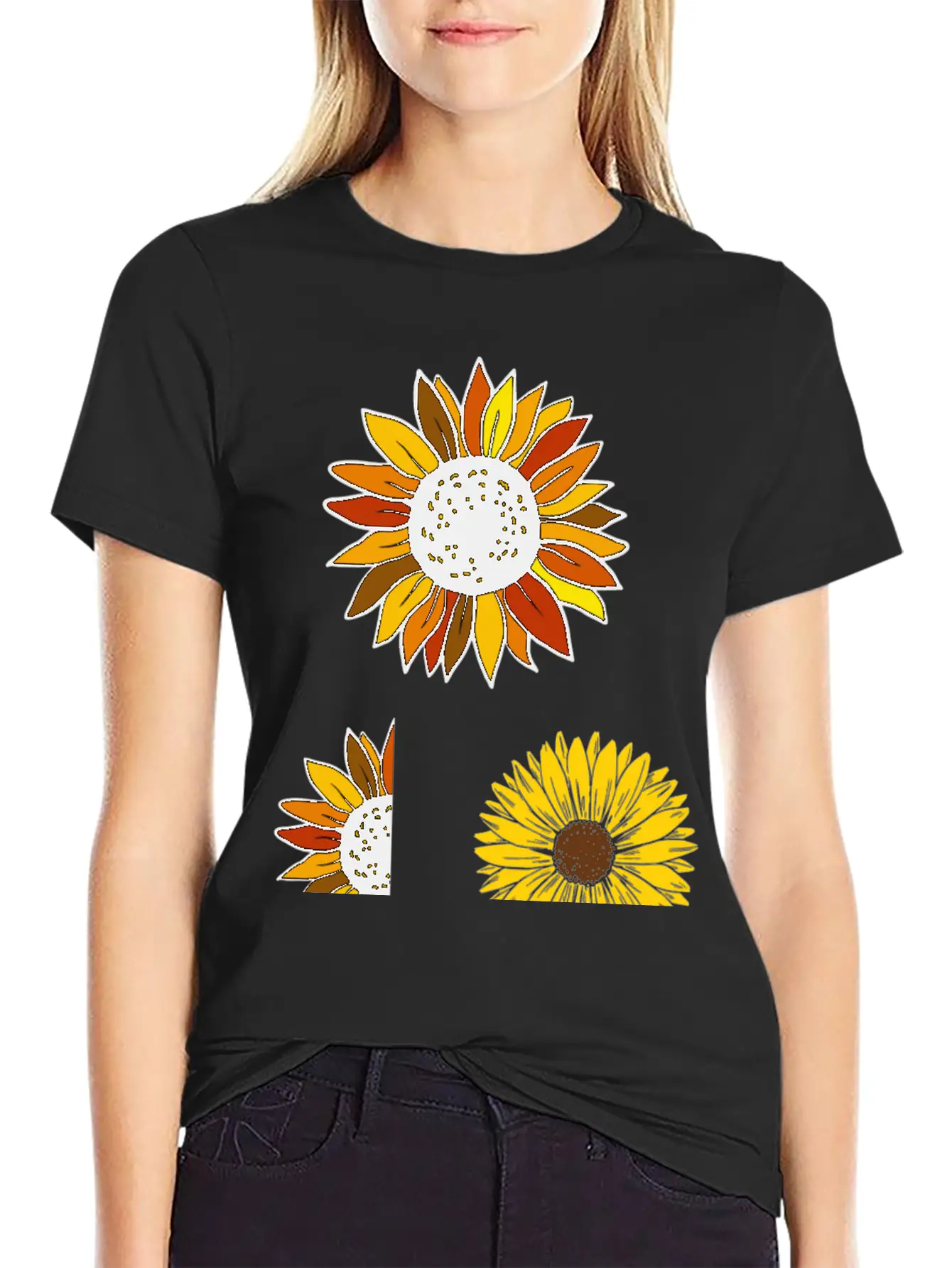 Aesthetic Sunflower Basic Graphic T-Shirt – Daily Comfort In Soft Cotton