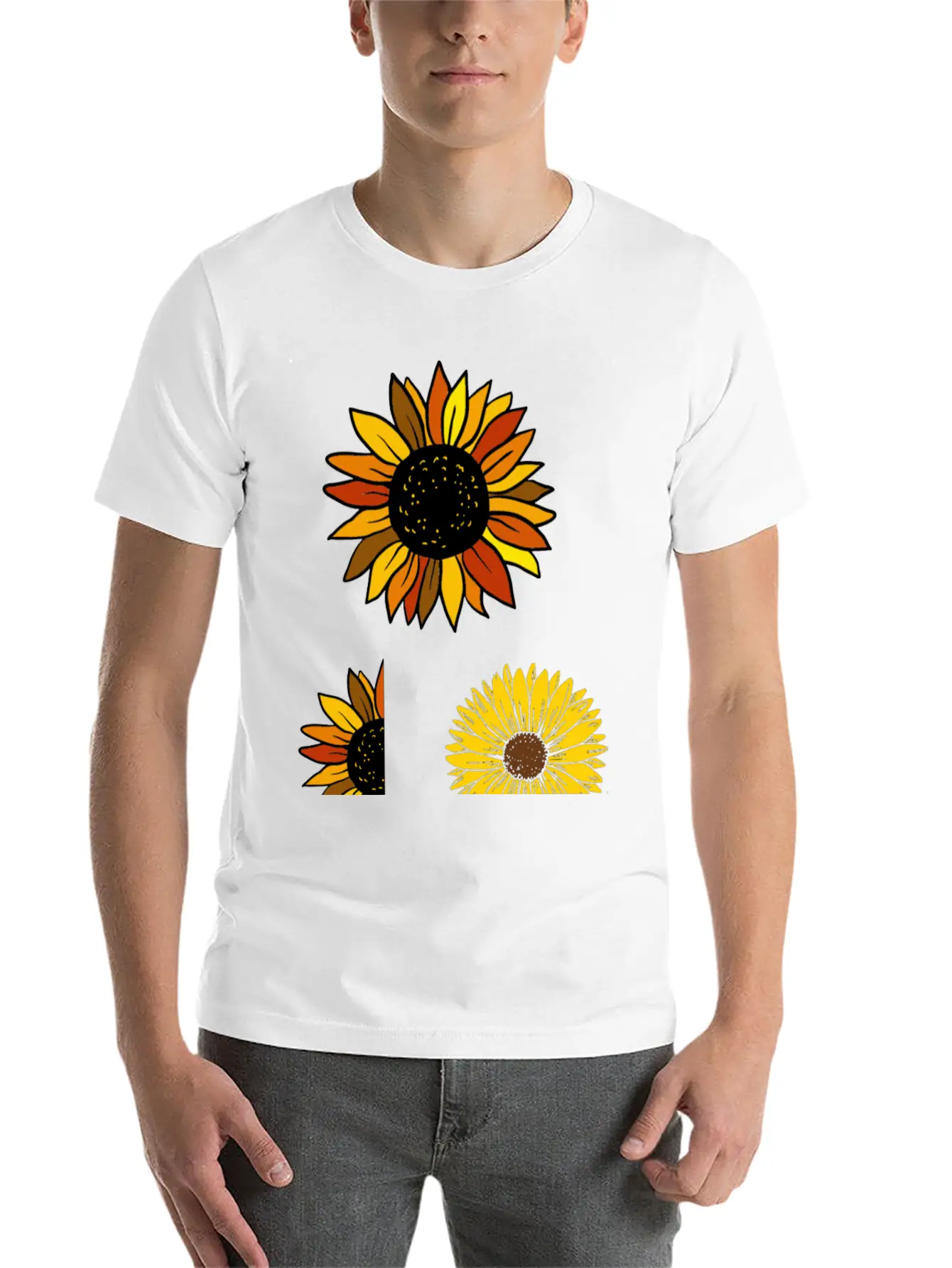 Aesthetic Sunflower Basic Graphic T-Shirt – Daily Comfort In Soft Cotton
