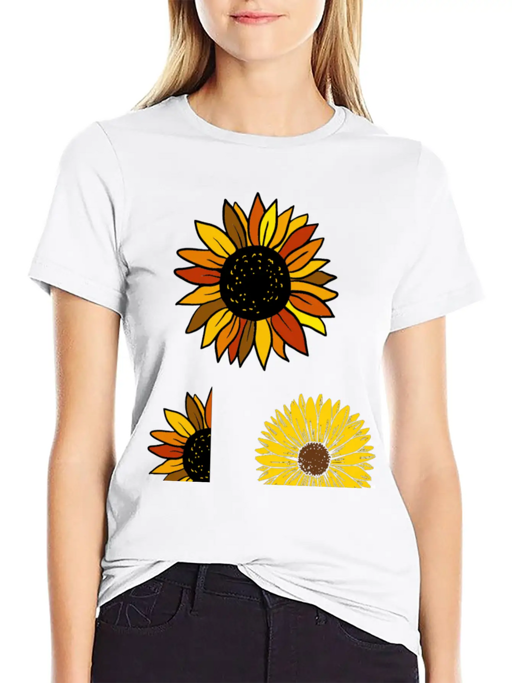 Aesthetic Sunflower Basic Graphic T-Shirt – Daily Comfort In Soft Cotton