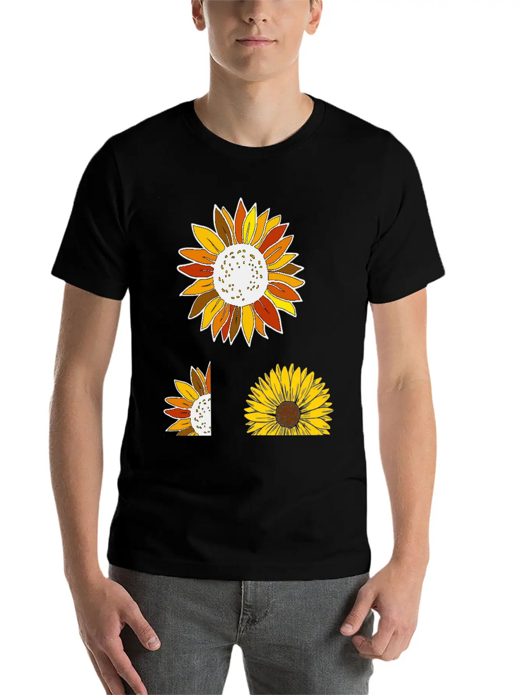 Aesthetic Sunflower Basic Graphic T-Shirt – Daily Comfort In Soft Cotton
