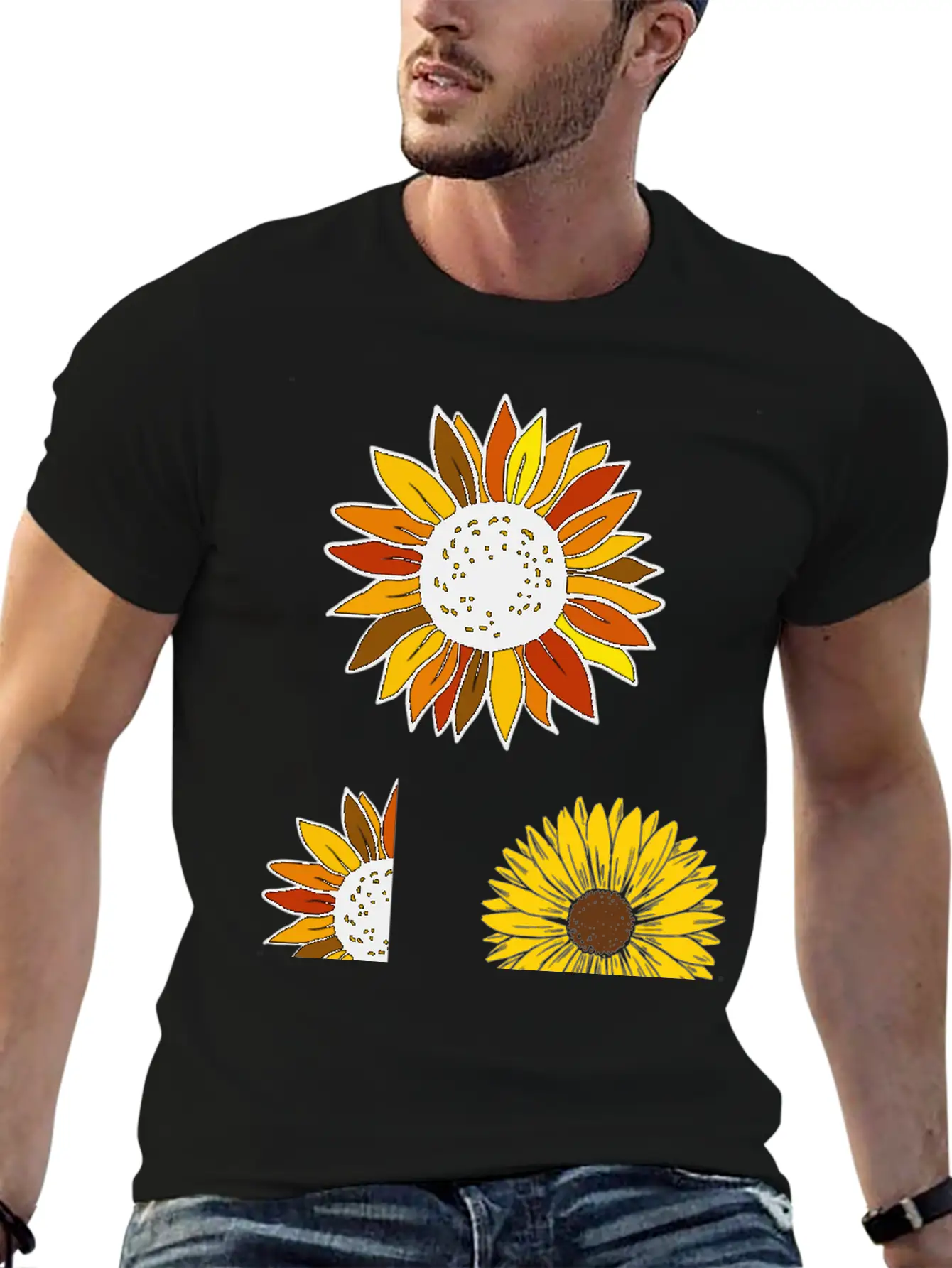 Aesthetic Sunflower Basic Graphic T-Shirt – Daily Comfort In Soft Cotton