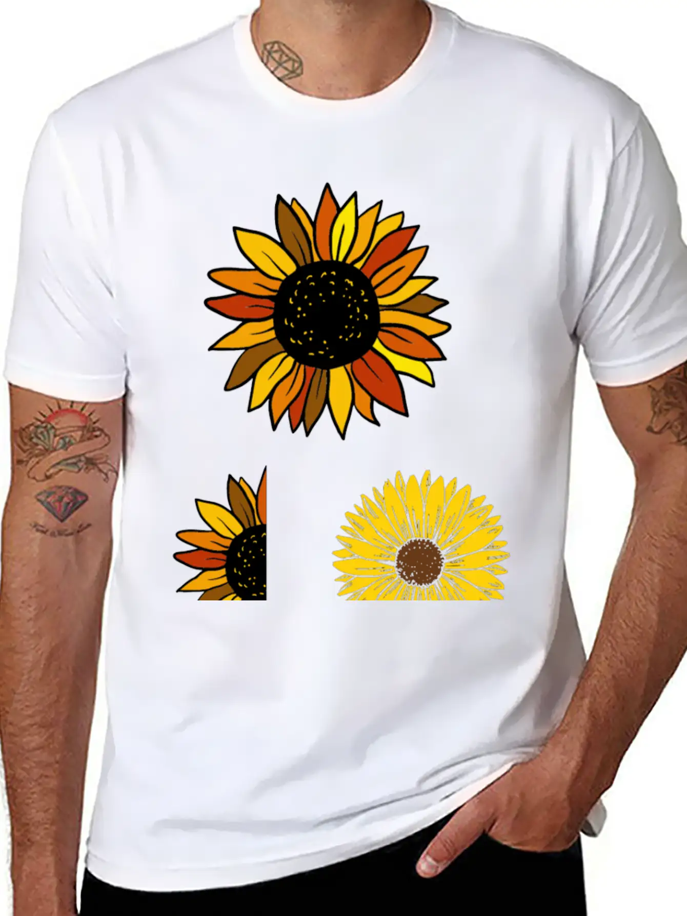 Aesthetic Sunflower Basic Graphic T-Shirt – Daily Comfort In Soft Cotton