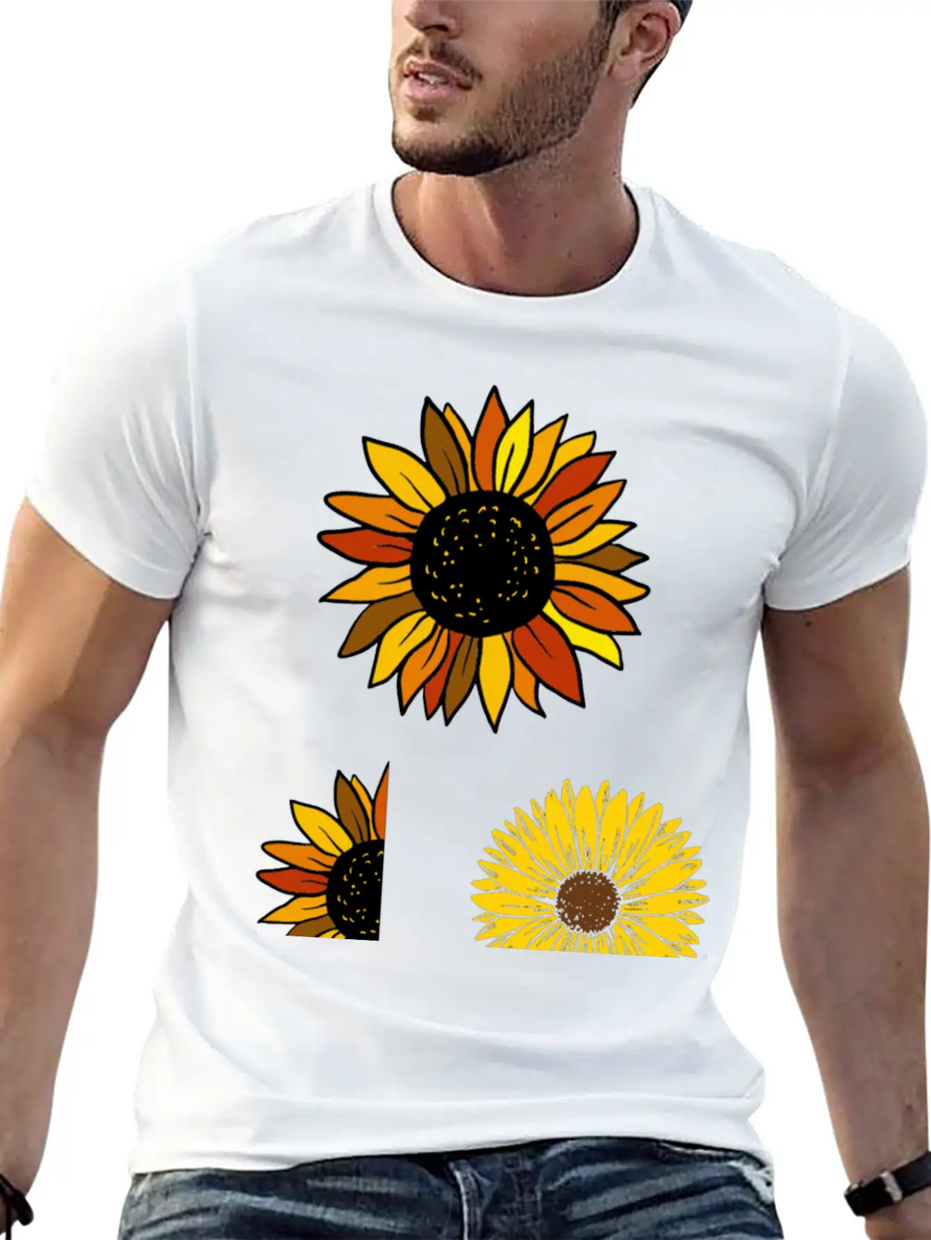 Aesthetic Sunflower Basic Graphic T-Shirt – Daily Comfort In Soft Cotton