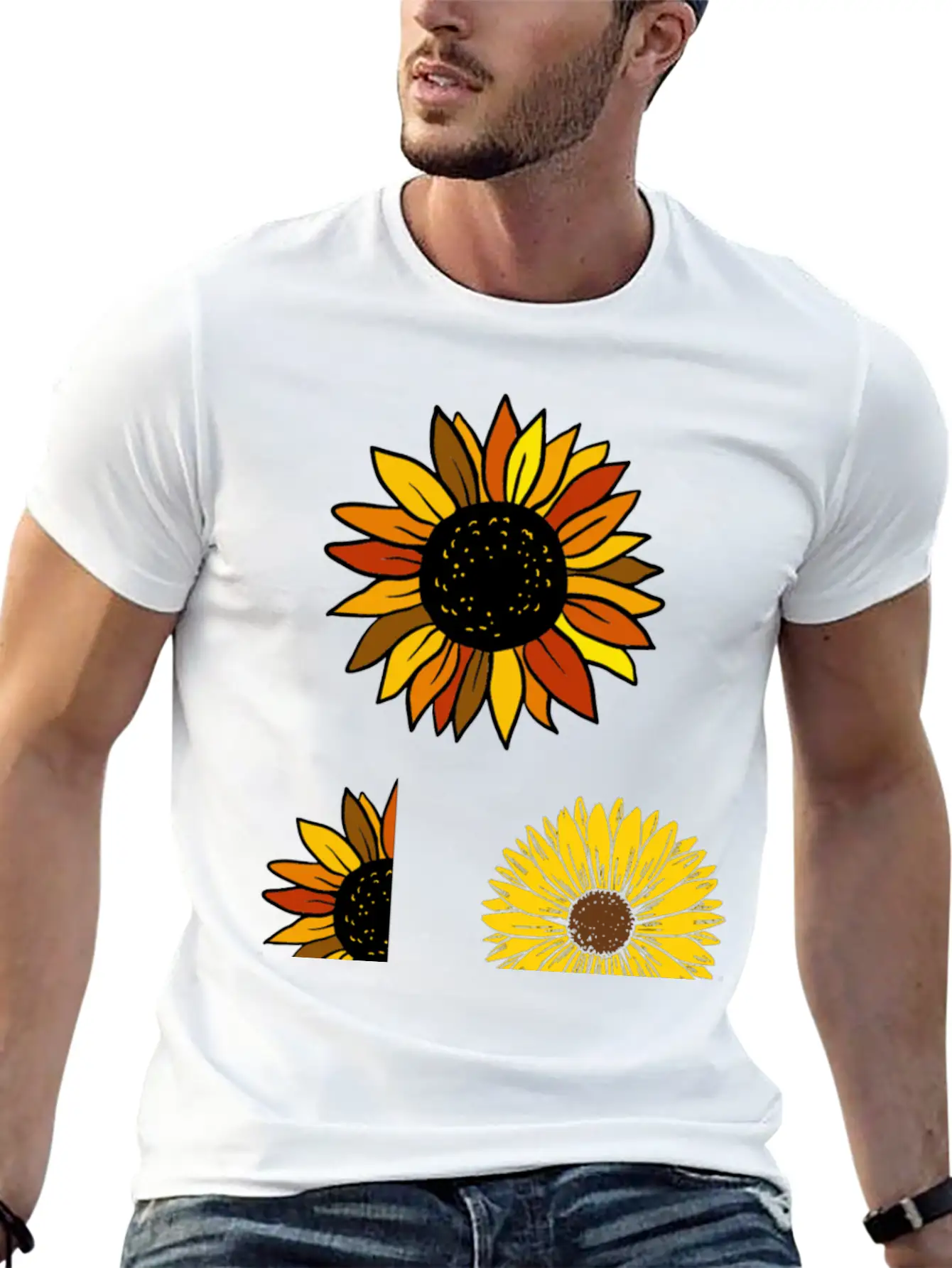 Aesthetic Sunflower Basic Graphic T-Shirt – Daily Comfort In Soft Cotton