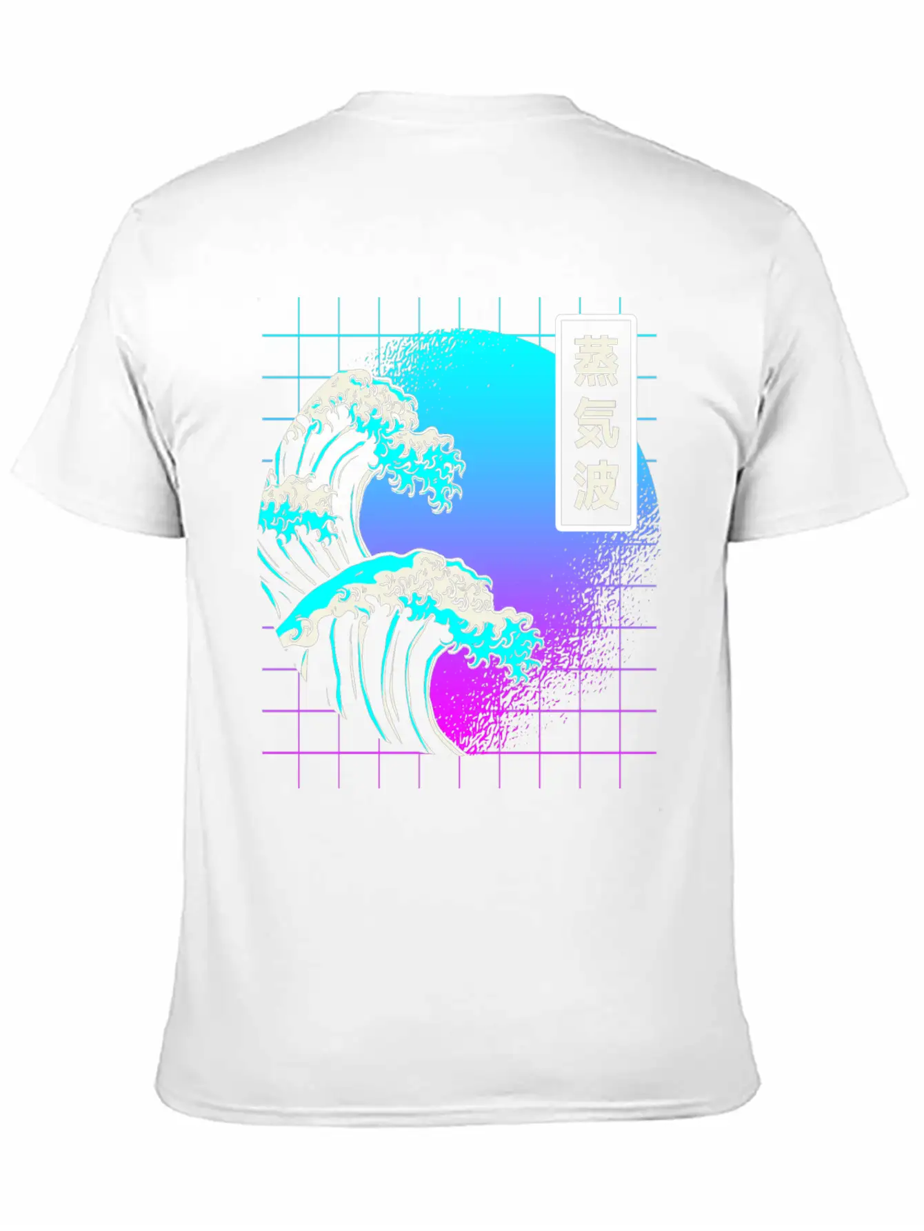 Aesthetic Vaporwave Great Wave Of Kanagawa Japan Essential Cotton Tee For Daily Outfits – Unisex Style