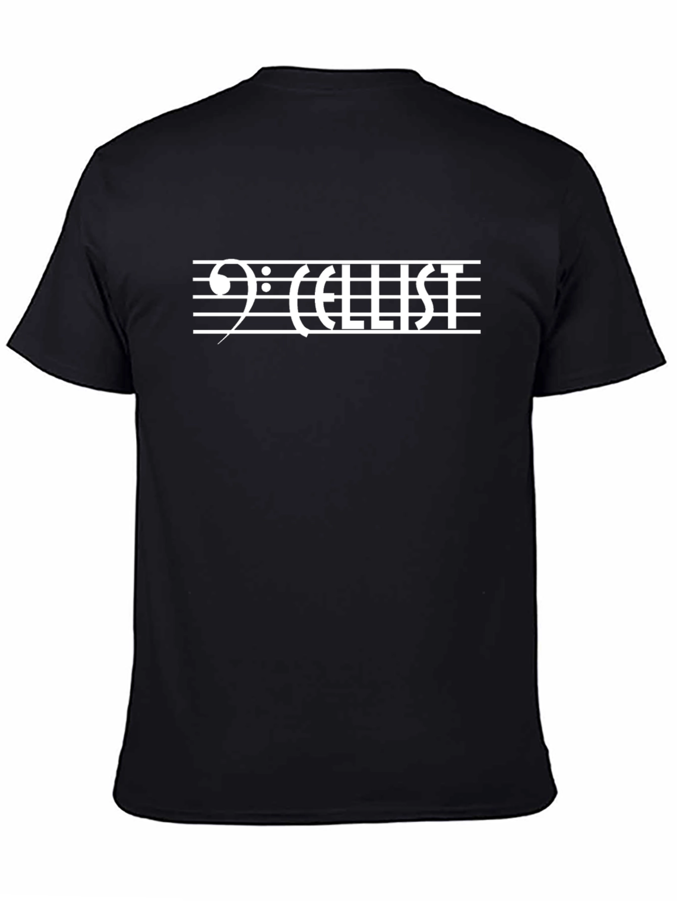 Cellist Music Note Graphic Tee - Black Cotton T-Shirt
