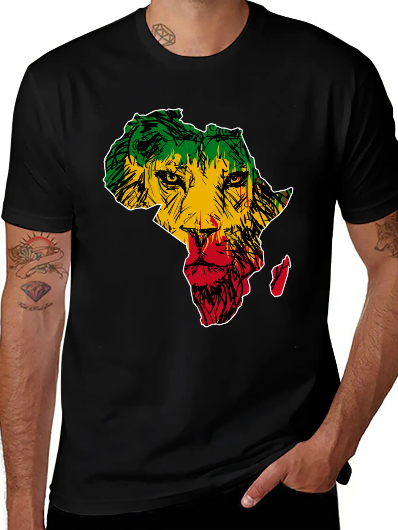 Africa Map Rasta Lion Classic Cotton Tee – Unisex Comfort For Any Season