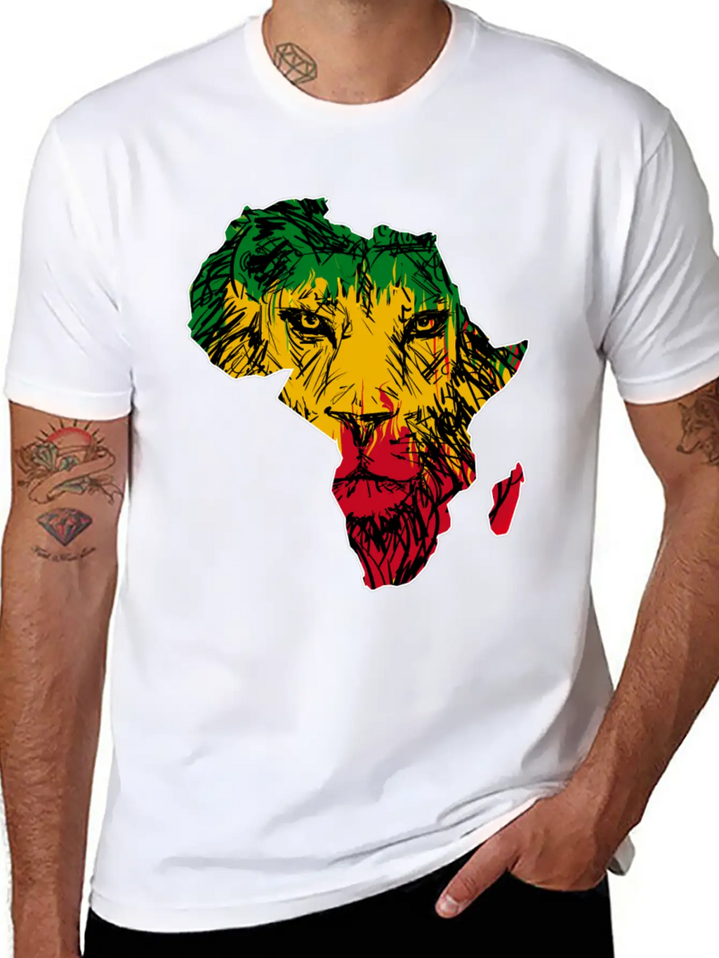 Africa Map Rasta Lion Classic Cotton Tee – Unisex Comfort For Any Season